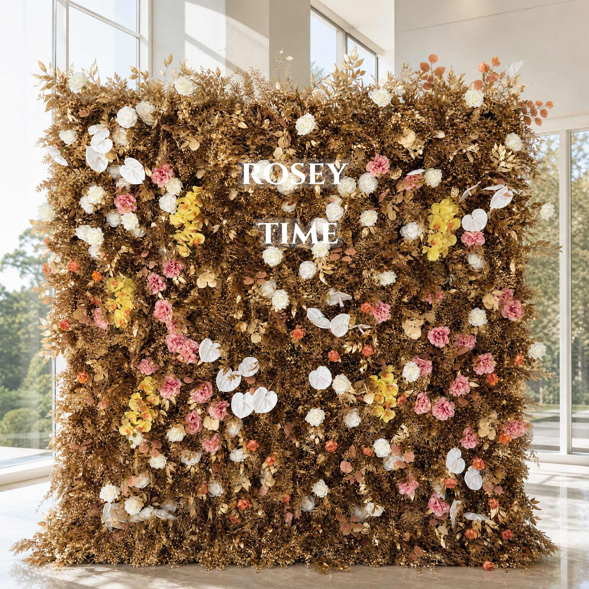 Roseytime 5D Brown Pampas Flower Wall Roll Up Fabric Back #RTW205