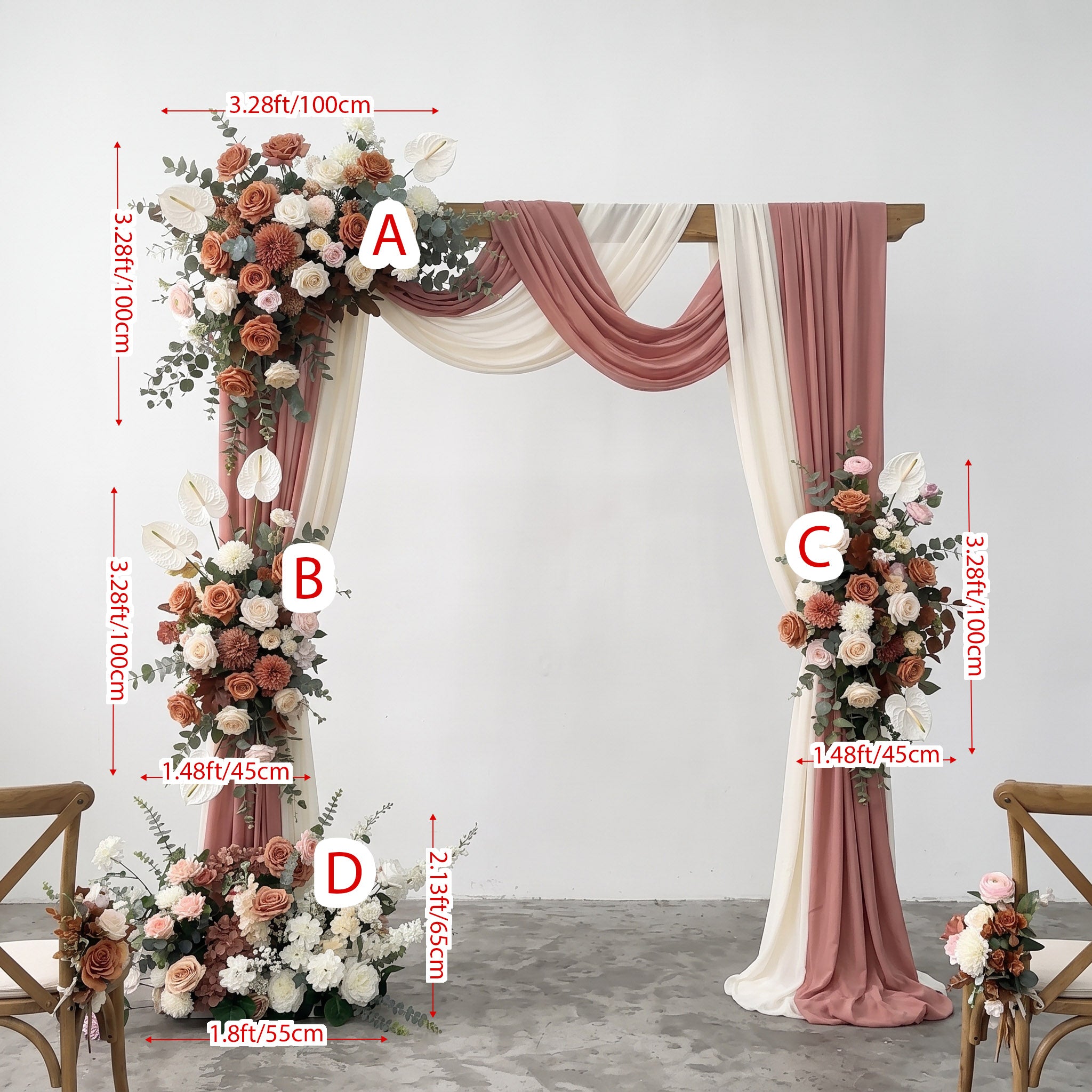 Roseytime Cinnamon Lace Flowers Set Brown Flower Arch #RTA034