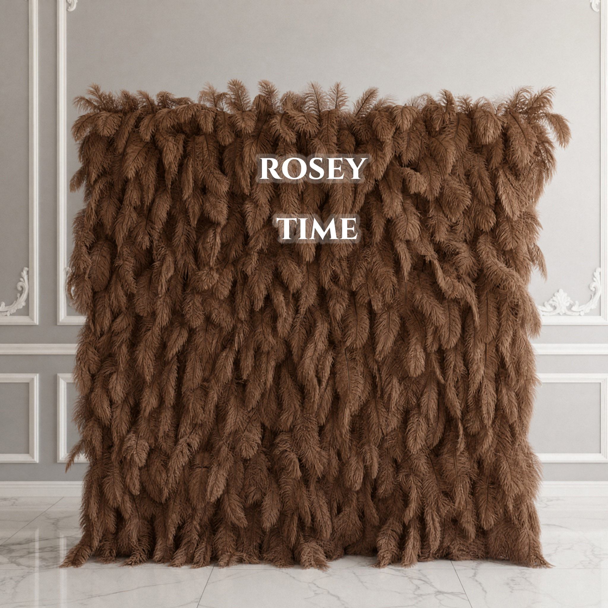 Roseytime 5D Brown Feather Wall Roll Up Fabric Back #RTW307