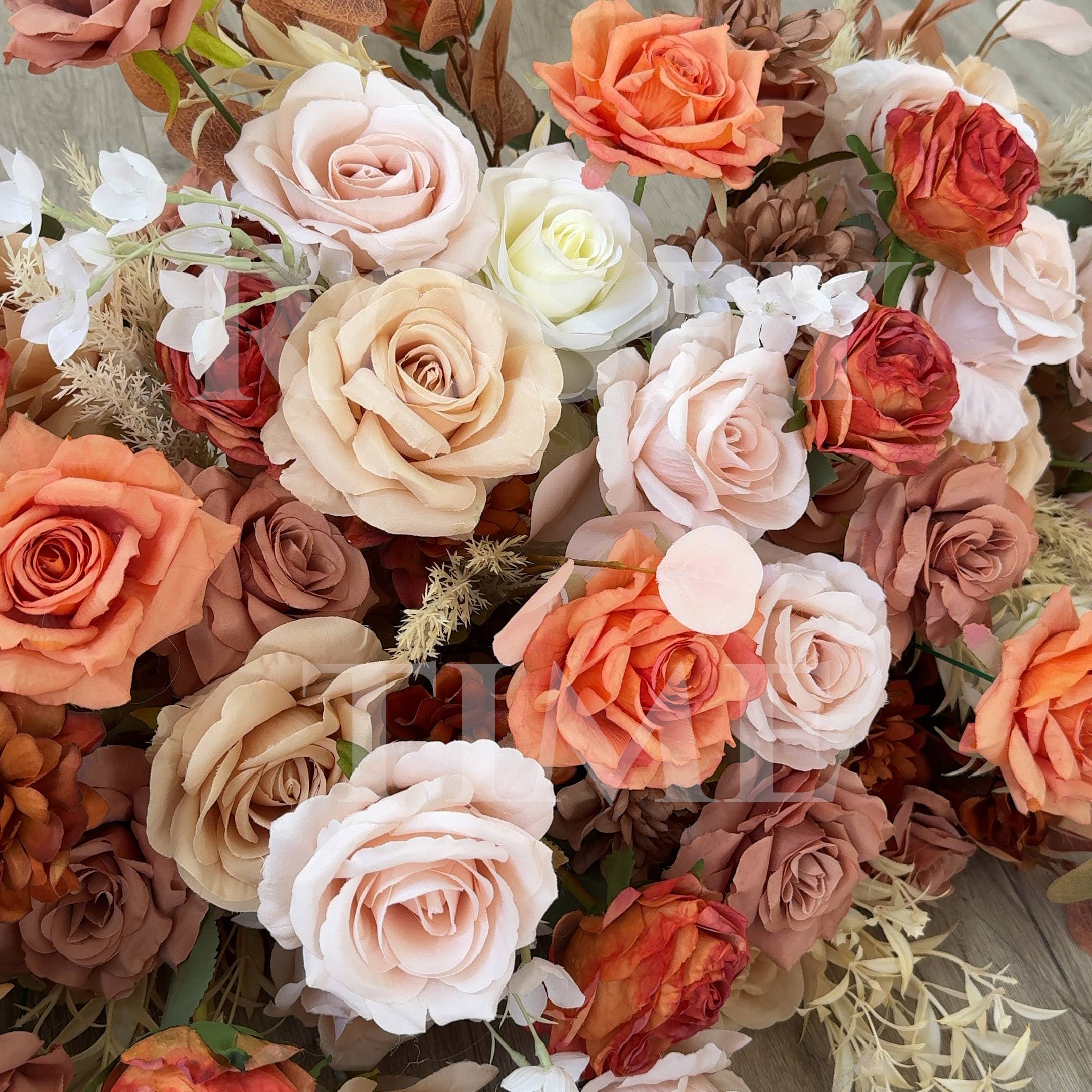Roseytime Orange&Brown Floor Flower Wedding Aisle Arrangement #RTF026