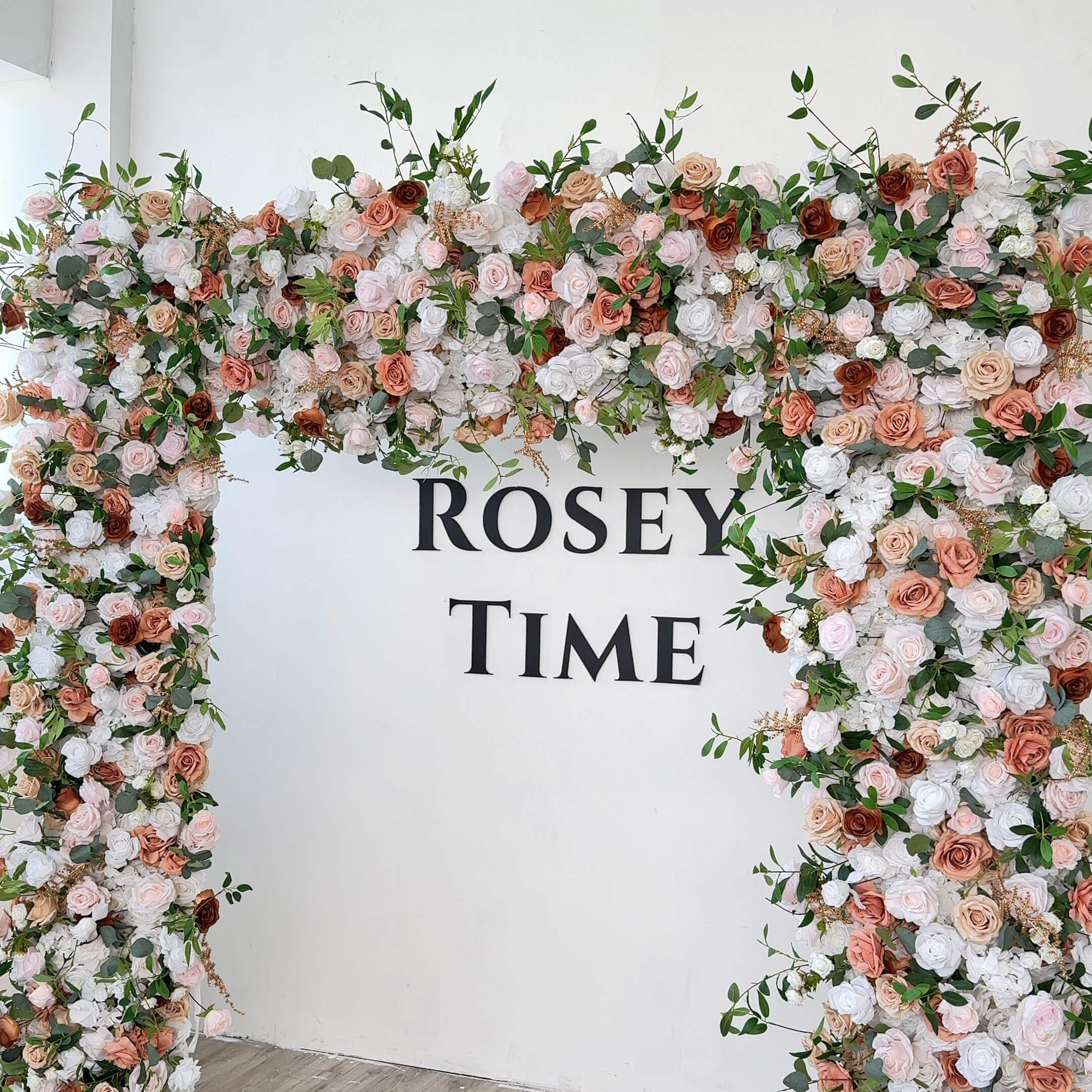Roseytime Brown Square Flower Arch Fabric Back#RTA136