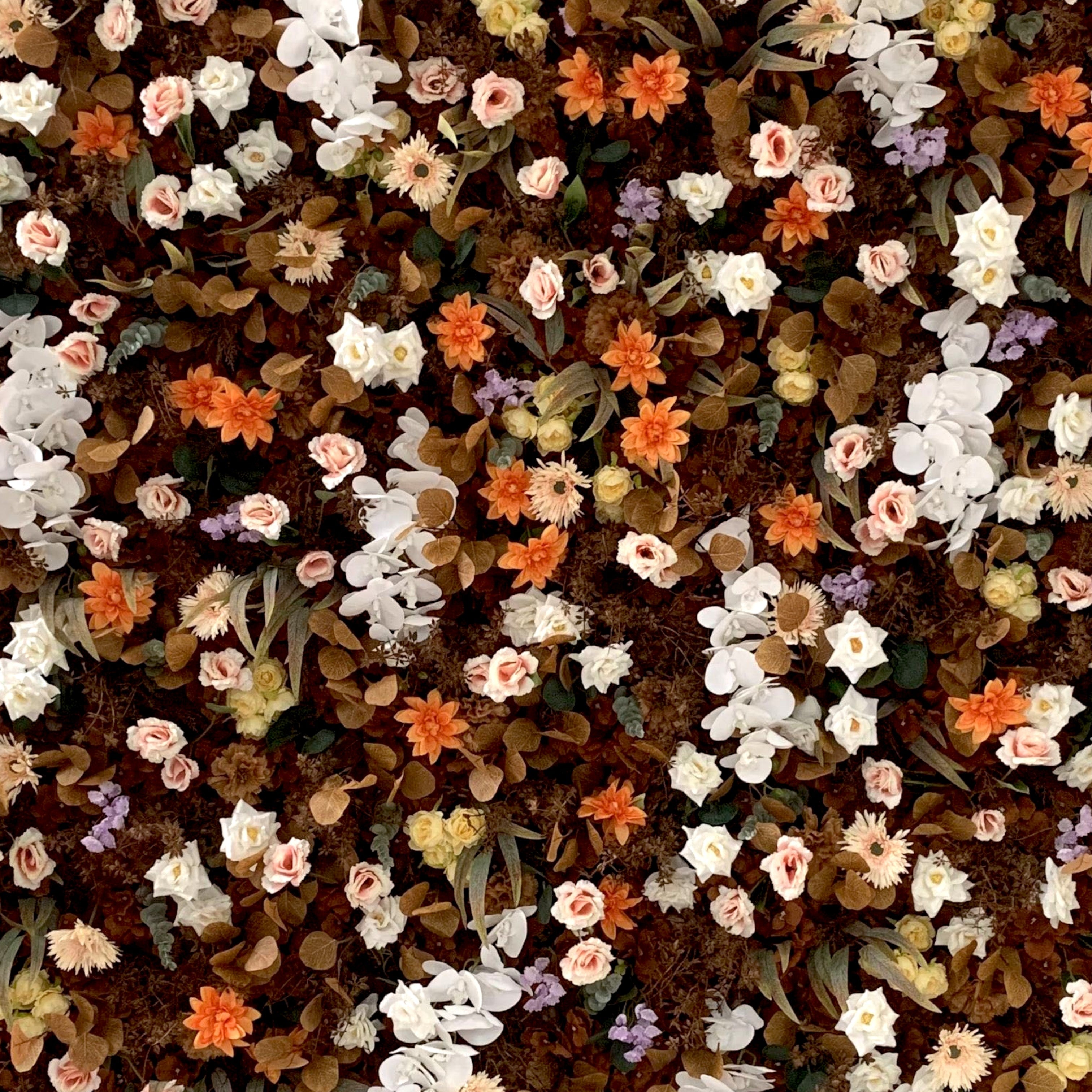 B1-Sale: Brown Flower Wall Roll Up Fabric Back #RTW314