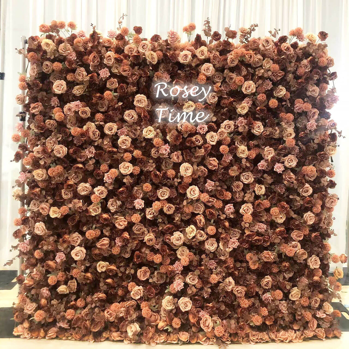 Roseytime 5D Brown Flower Wall Roll Up Fabric Back #RTW207