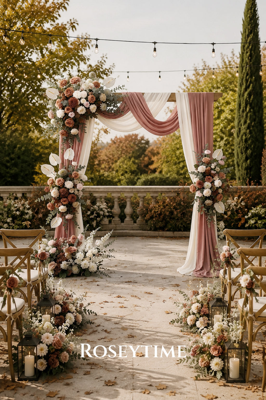 Roseytime Cinnamon Lace Flowers Set Brown Flower Arch #RTA034
