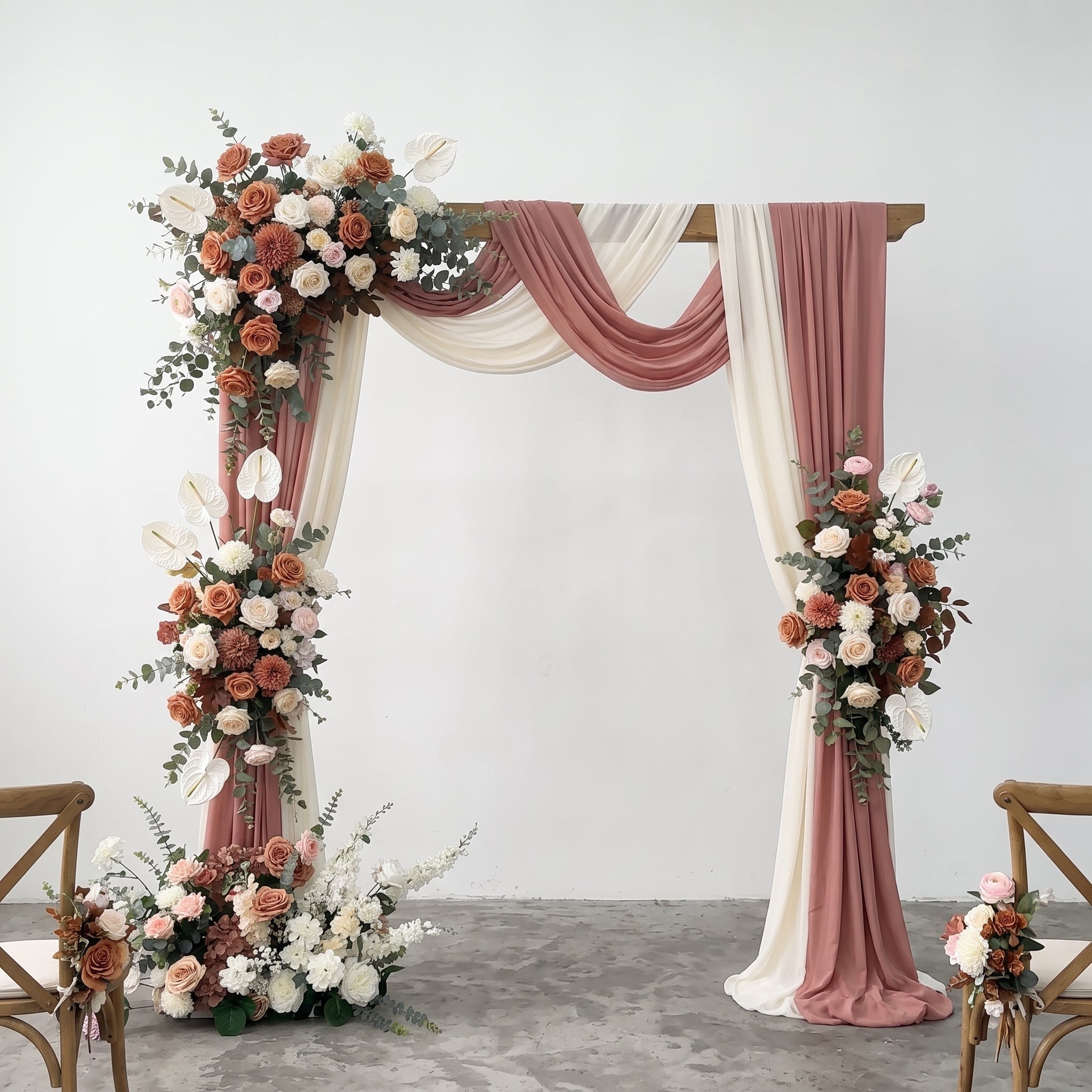 Roseytime Cinnamon Lace Flowers Set Brown Flower Arch #RTA034