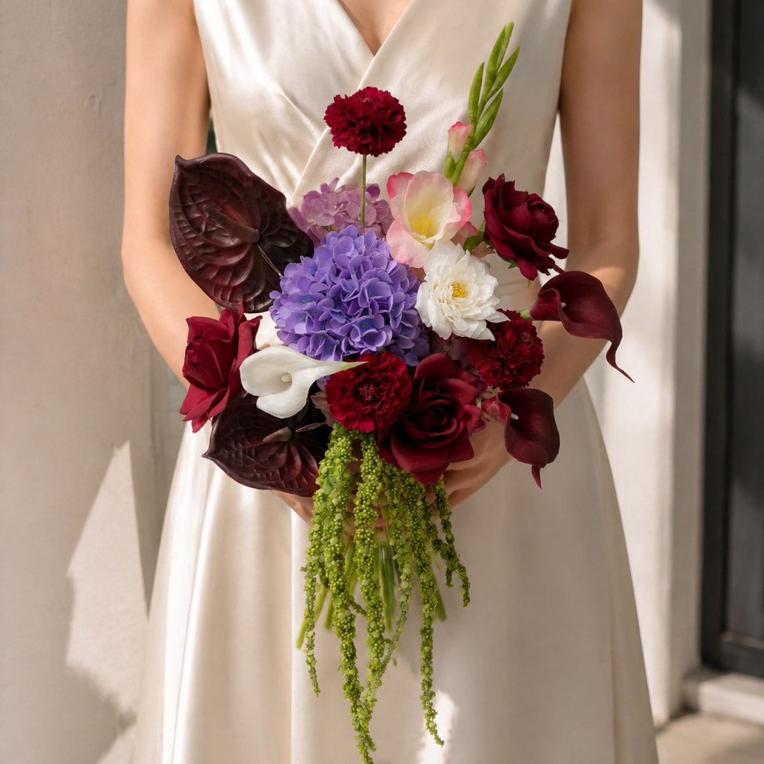 Roseytime Burgundy Purple Bride/Bridesmaid Bouquet Flowers #RTBQ054