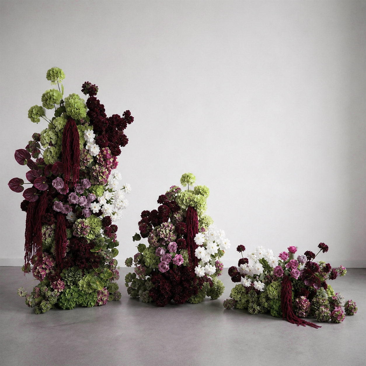Roseytime Burgundy Olive Elegance with Plum Flower Pillars Arch with Frame #RTP161