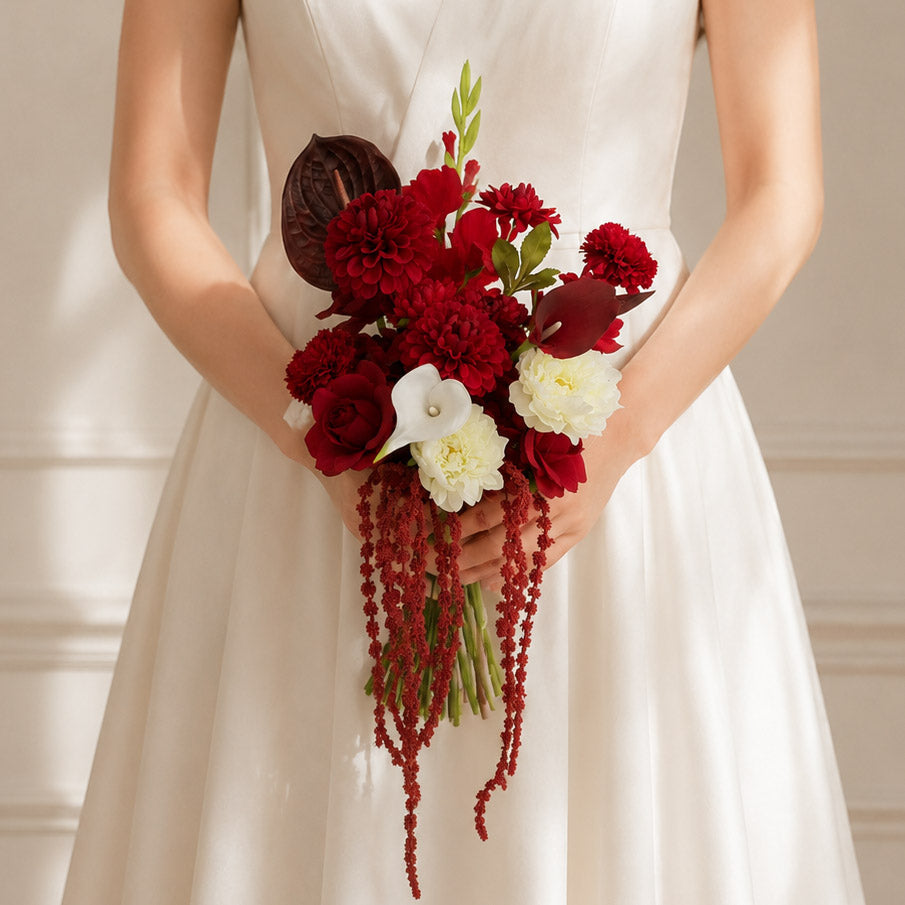 Roseytime Burgundy Red Bride/Bridesmaid Bouquet Flowers #RTBQ053