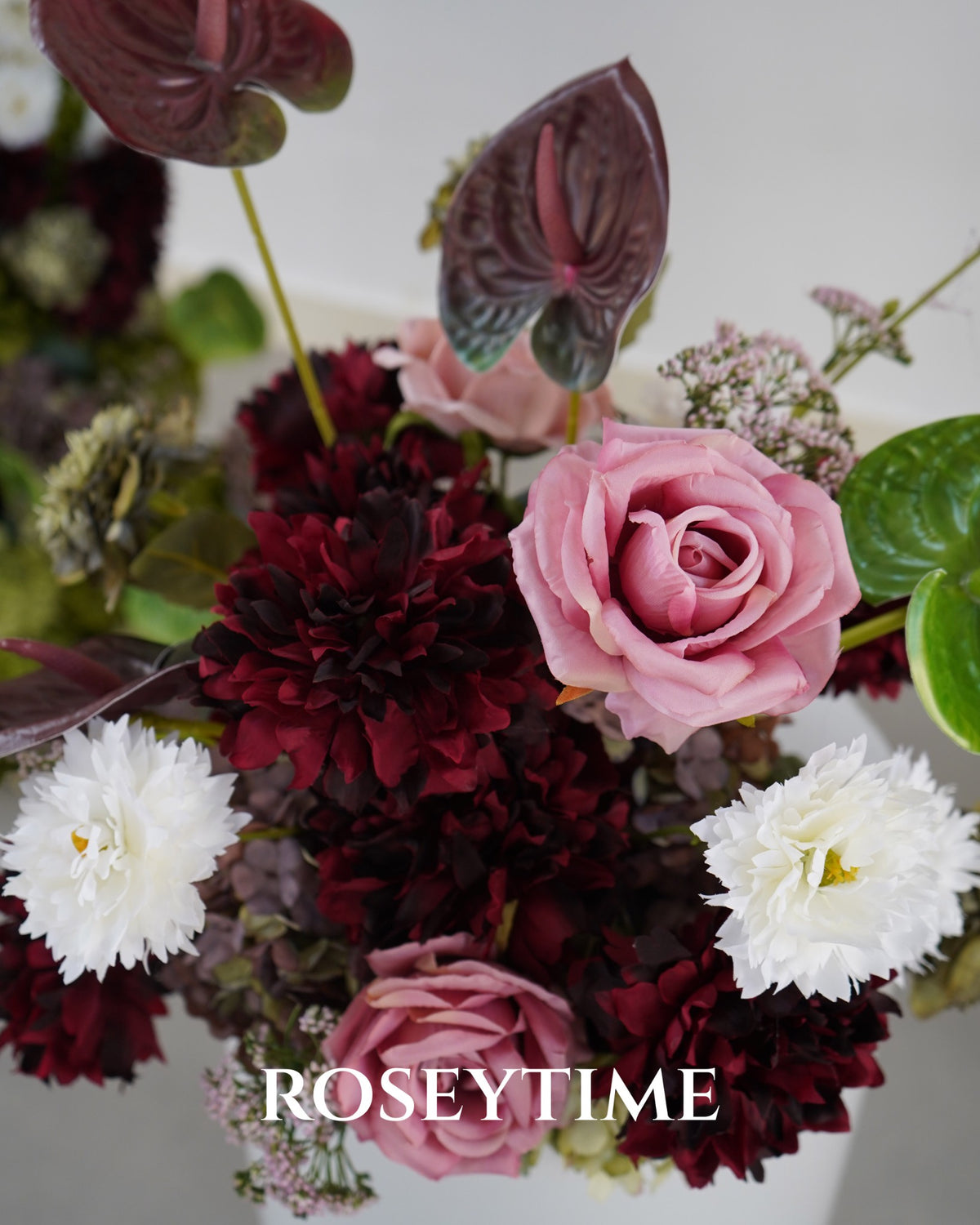 Roseytime Carmine Estate Table Flower Arrangement #RTT056