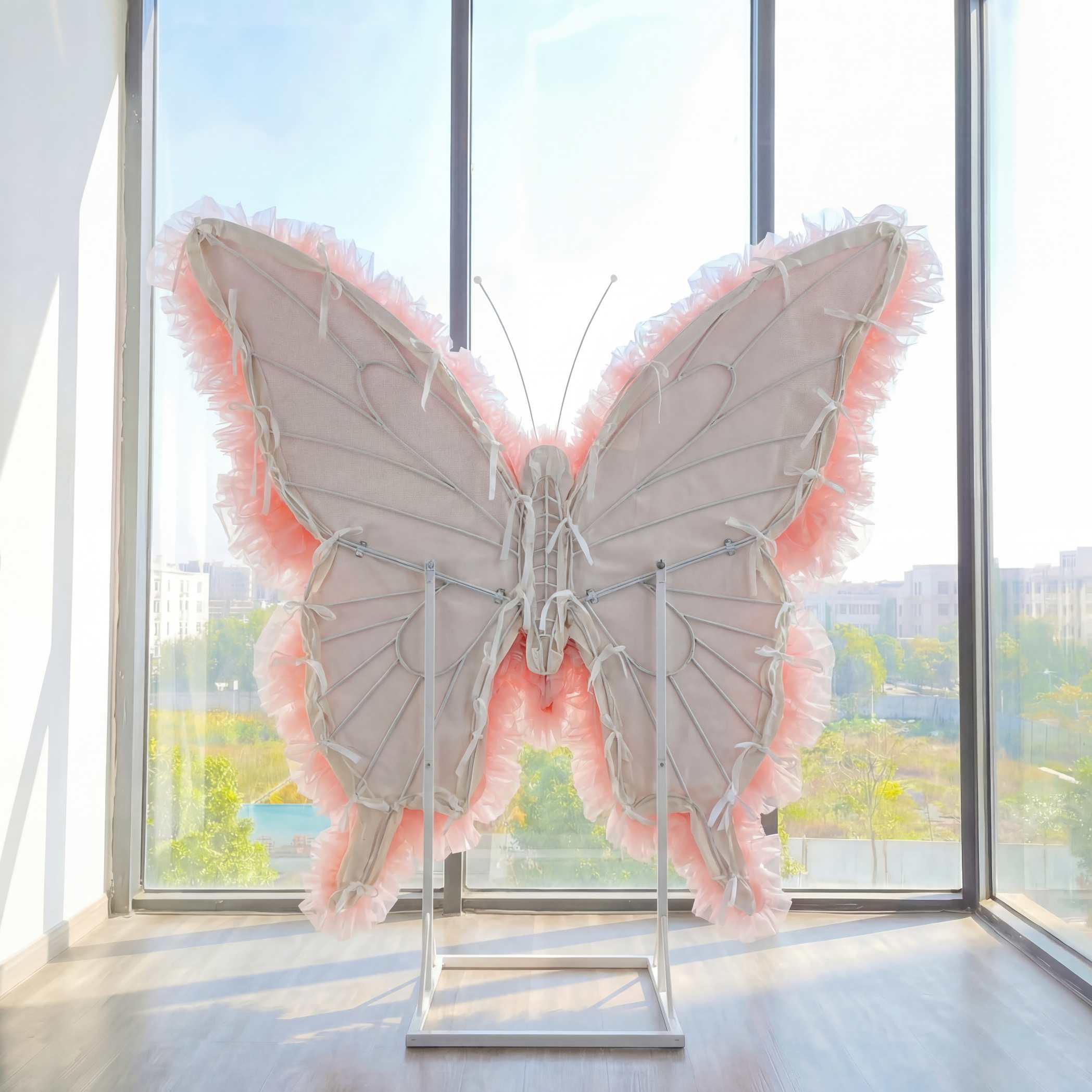 Roseytime Black Tulle Butterfly Backdrop Wall Roll Up Fabric Back #RTW397