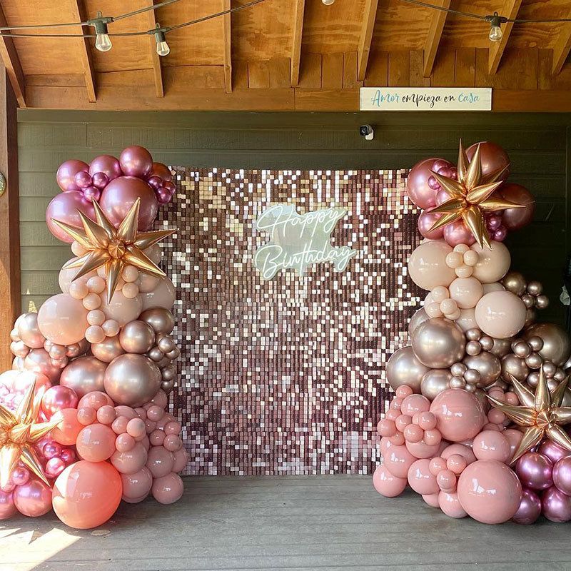 Roseytime Rosegold Shimmer Wall Panels for Wedding Baby Shower Birthday Party Decor