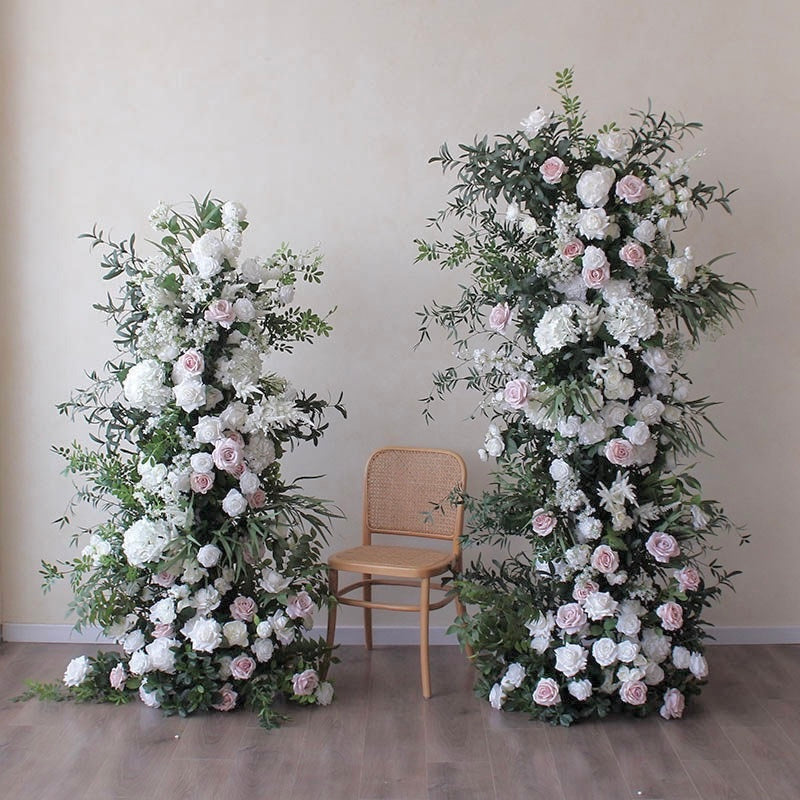 Roseytime Wedding White Pink Flower Pillars with Frame #RTP056