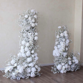 Roseytime Wedding White Baby's Breath Flower Pillars Set with Frame #RTP054