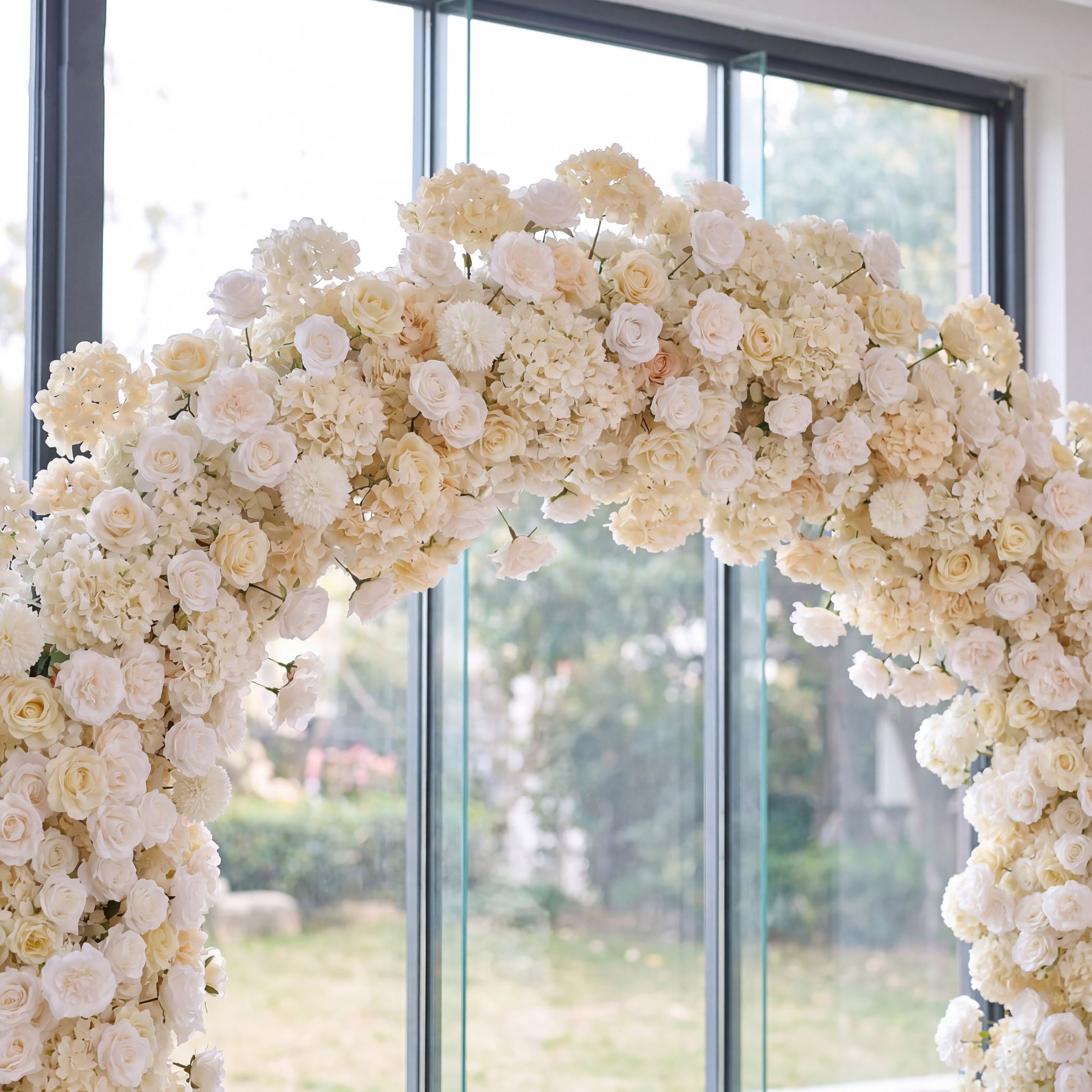 RoseyTime Champagne Flower Round Arch With Frame #RTA067