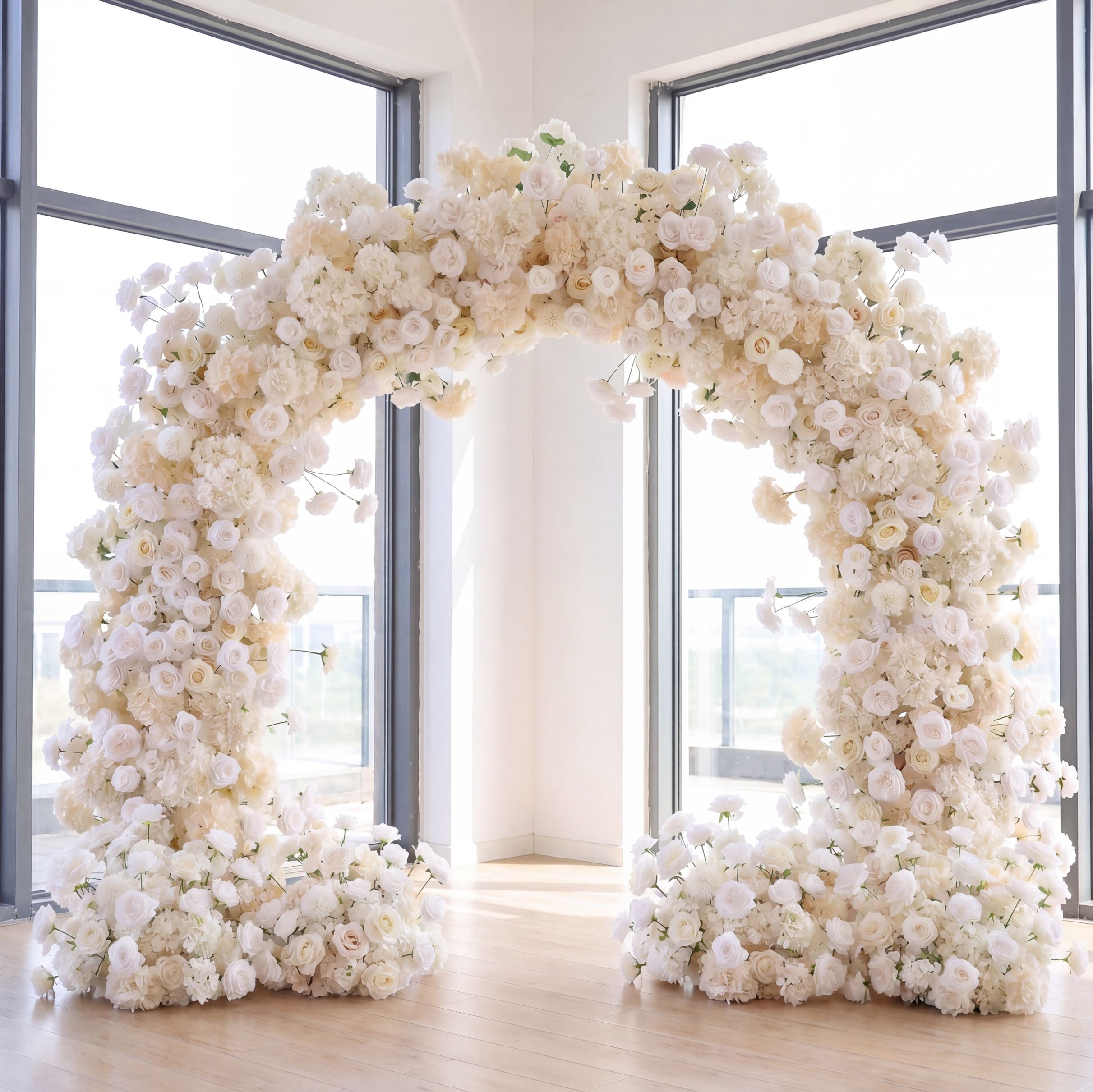 RoseyTime Champagne Flower Round Arch With Frame #RTA067