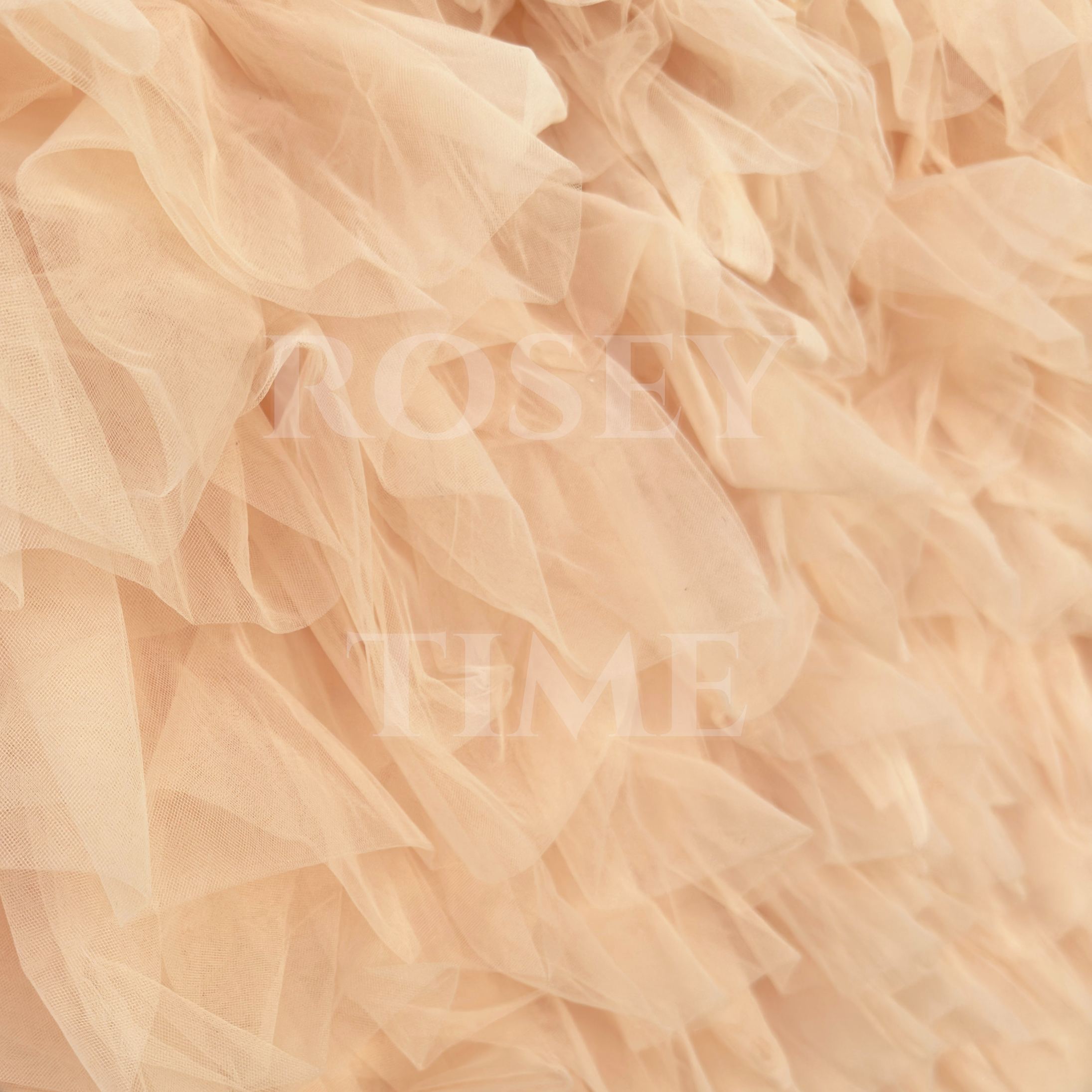 Roseytime Dark Champagne Tulle Wall Roll Up Fabric Back #RTW449