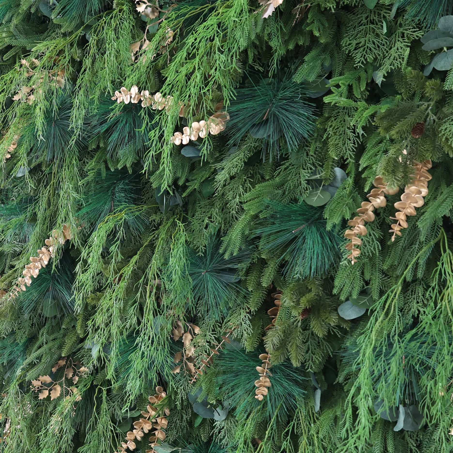Roseytime 5D Christmas Greenery Flower Wall Roll Up Fabric Back #RTW339