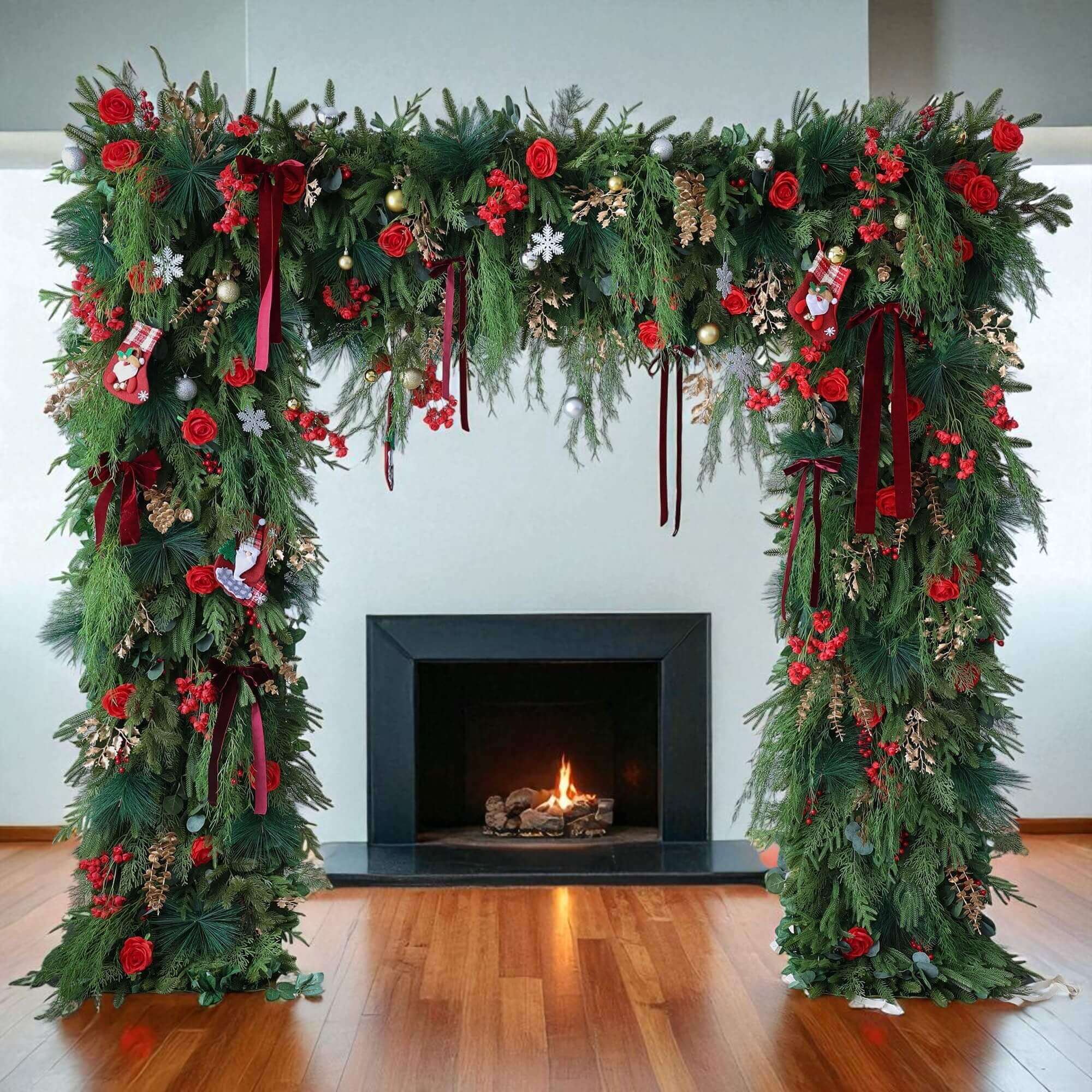 Roseytime Christmas Square Flower Arch Fabric Back#RTA144