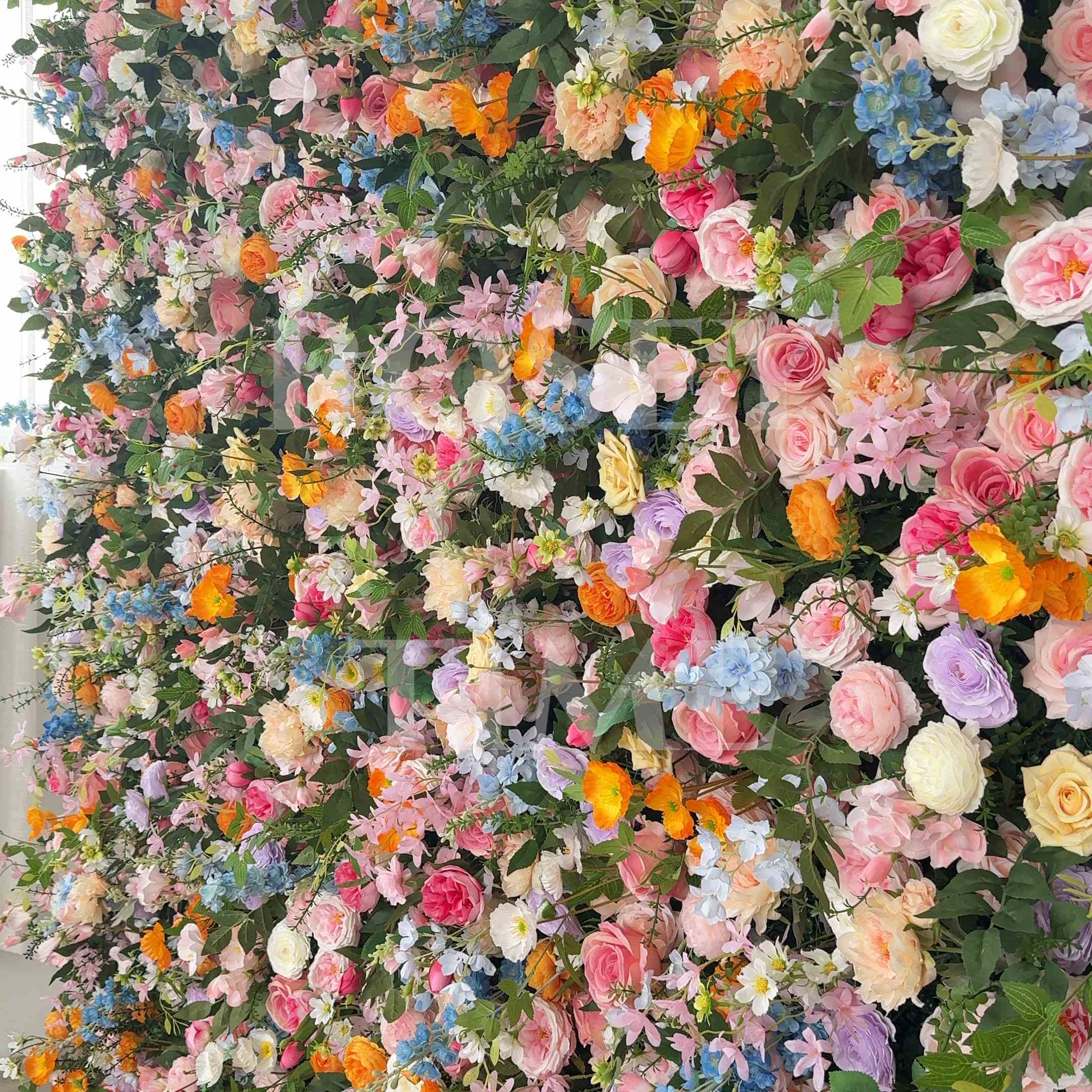 Roseytime Colorful Flower Wall Roll Up Fabric Back #RTW321