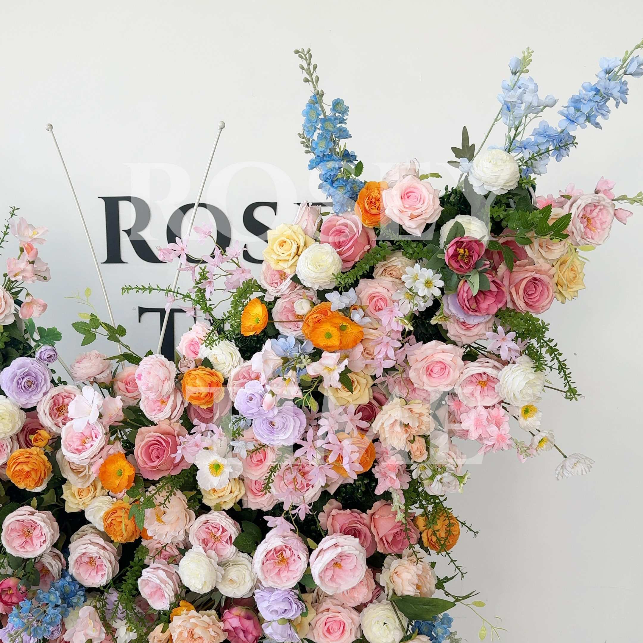 Roseytime Colorful Butterfly Flower Wall Roll Up Fabric Back #RTW421