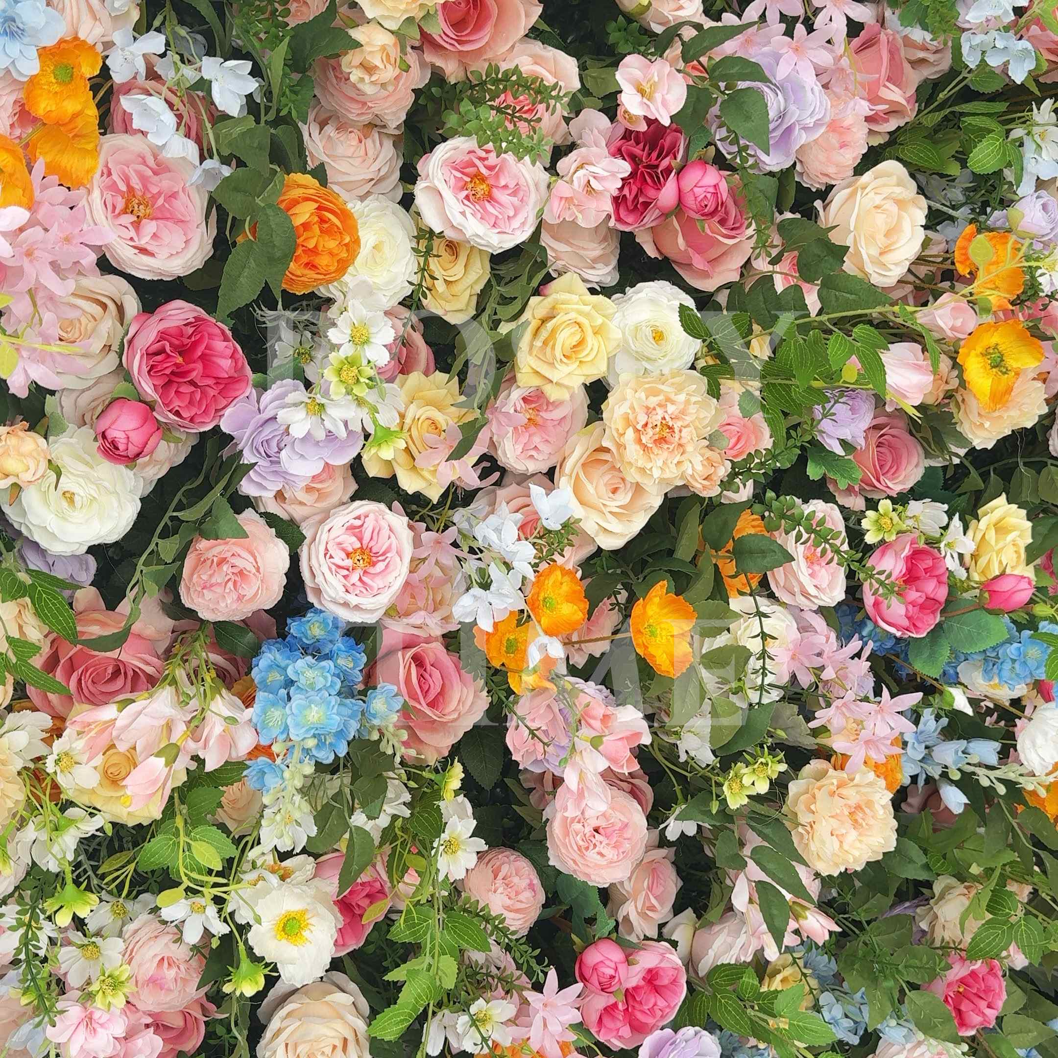 Roseytime Colorful Flower Wall Roll Up Fabric Back #RTW321