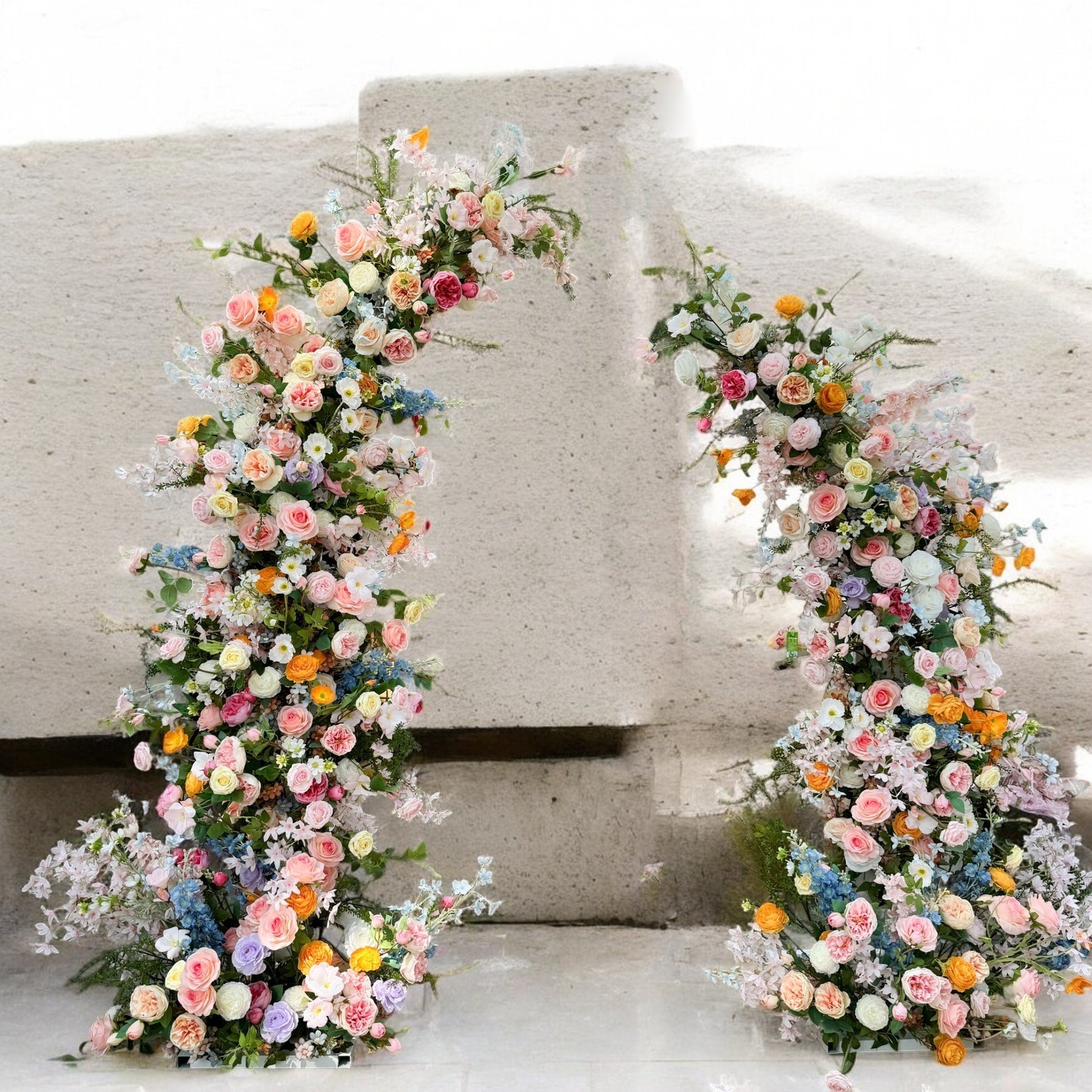 Roseytime Colorful Flower Pillars Arch with Frame