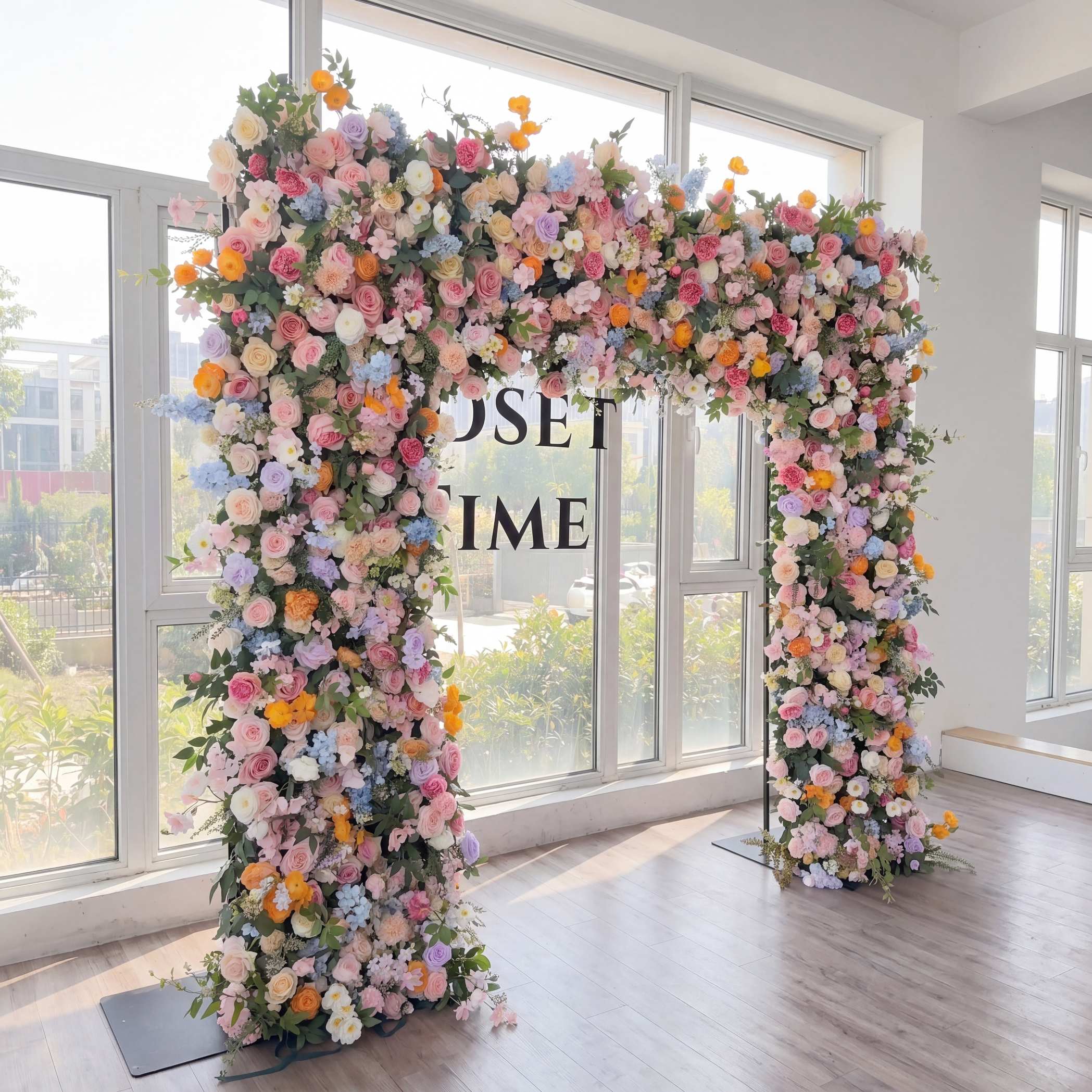 Roseytime Colorful Square Flower Arch Fabric Back#RTA383