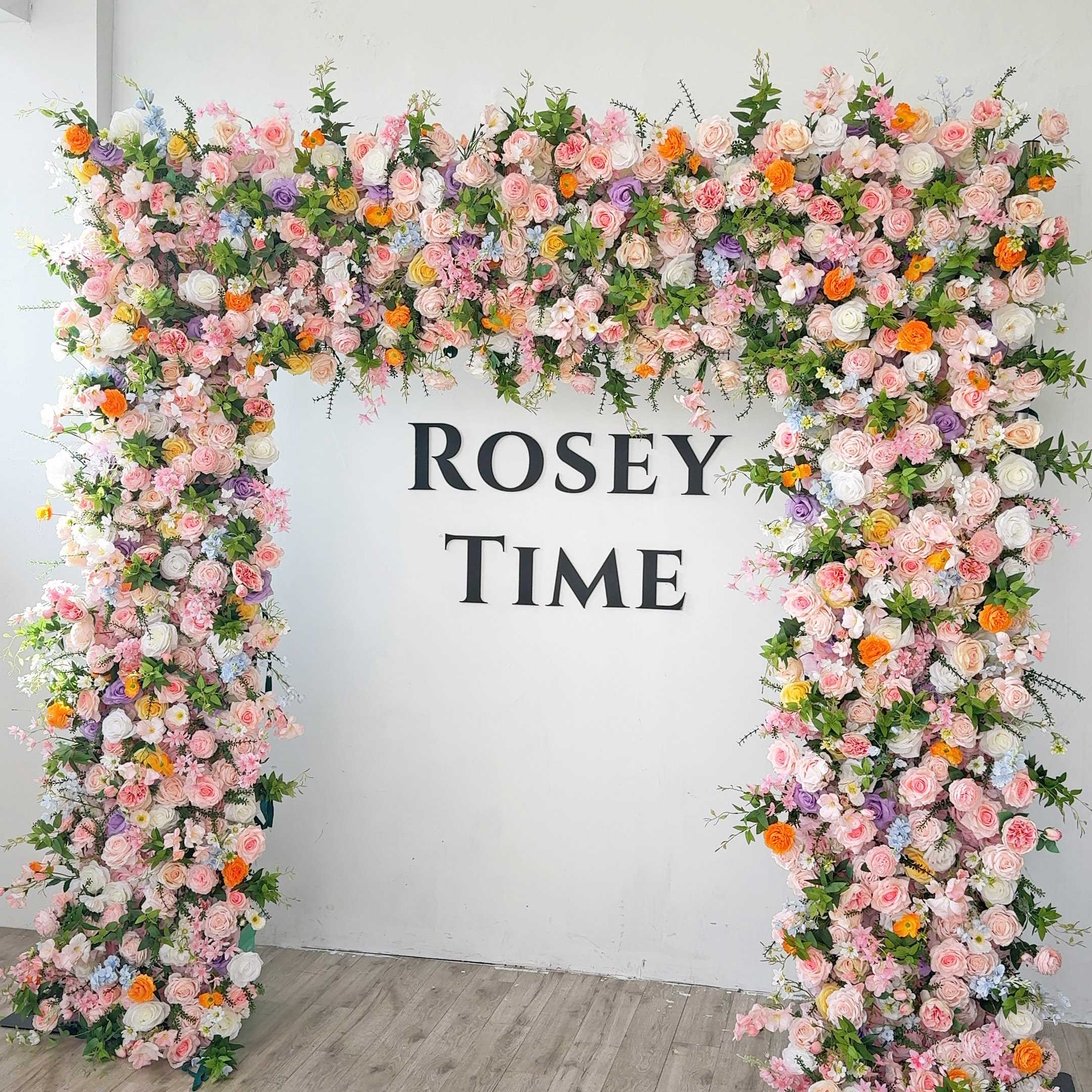 Roseytime Colorful Square Flower Arch Fabric Back#RTA383