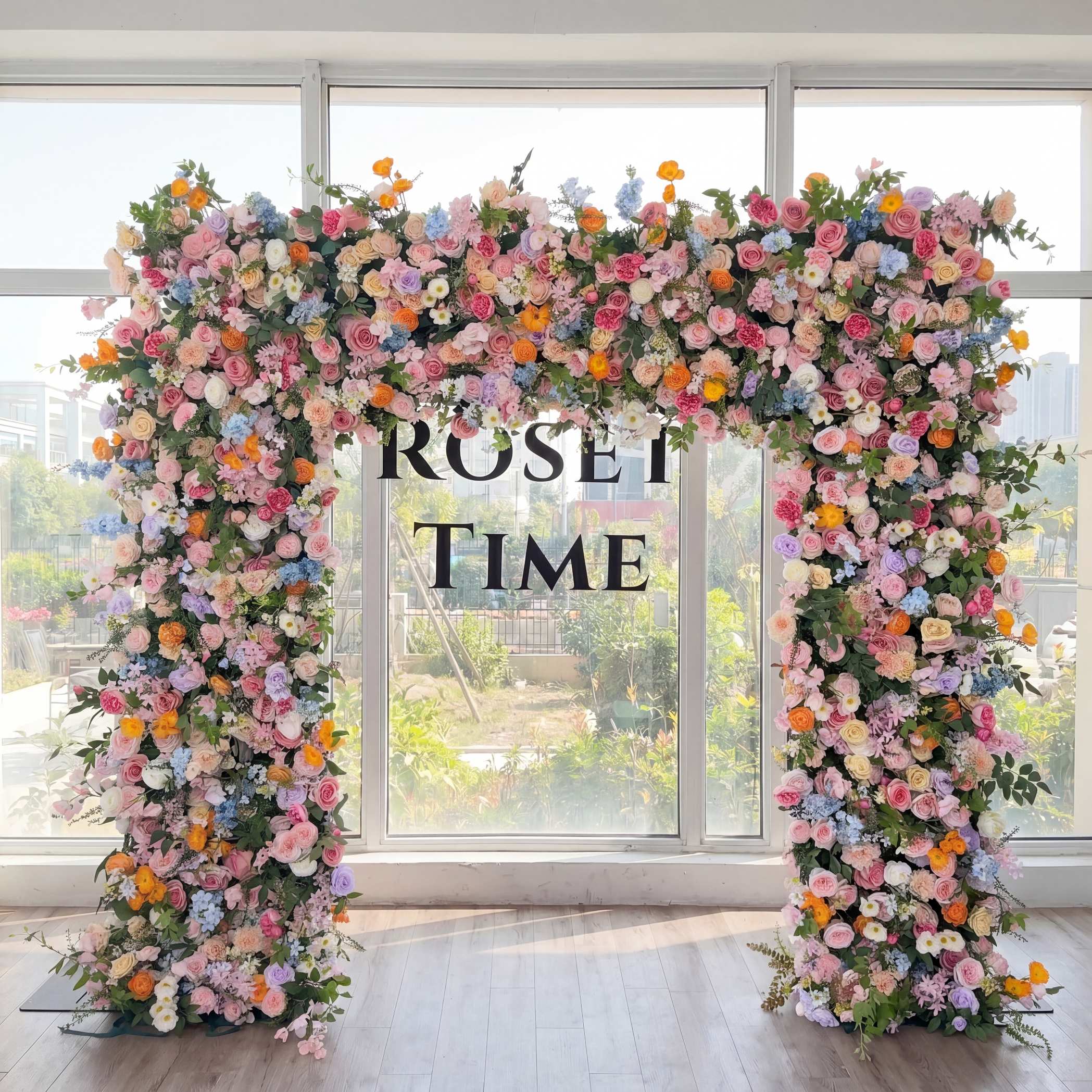 Roseytime Colorful Square Flower Arch Fabric Back#RTA383