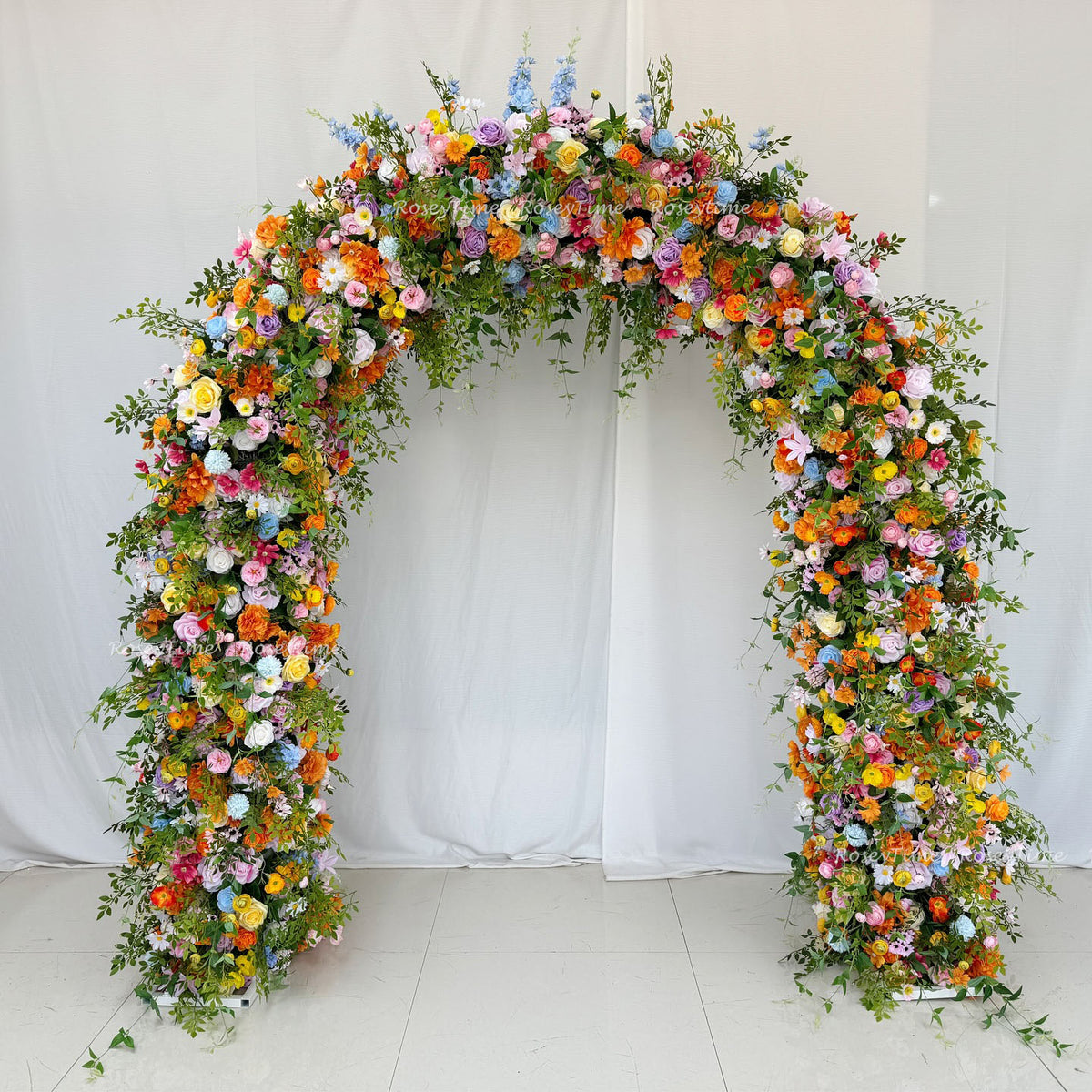 Roseytime Colorful Artificial Flower Round Arch Fabric Back 8ftx8ft