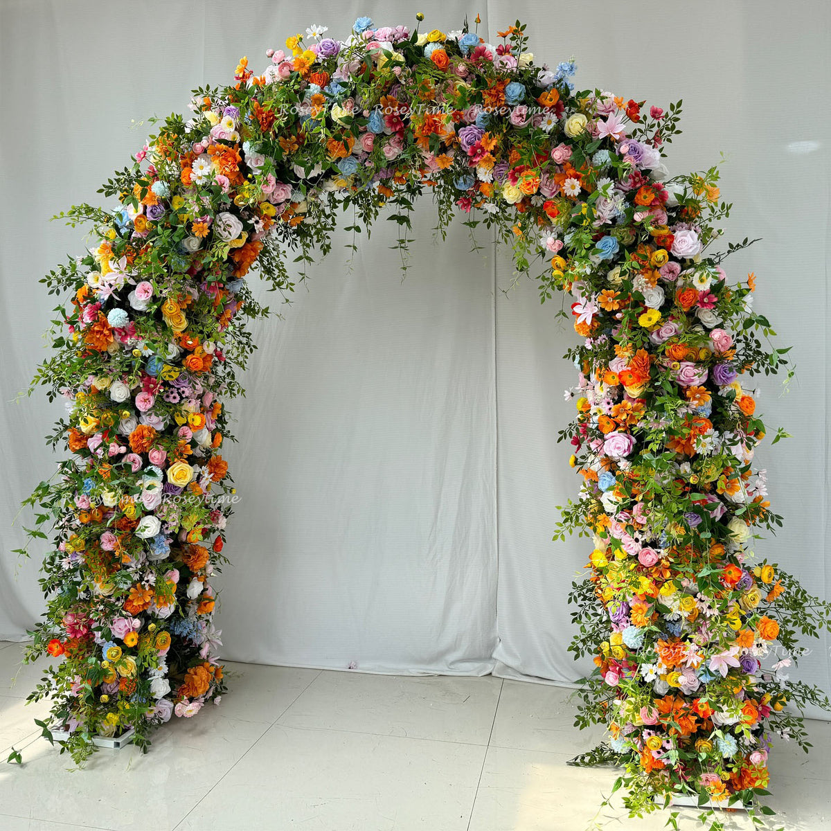 Roseytime Colorful Artificial Flower Round Arch Fabric Back 8ftx8ft