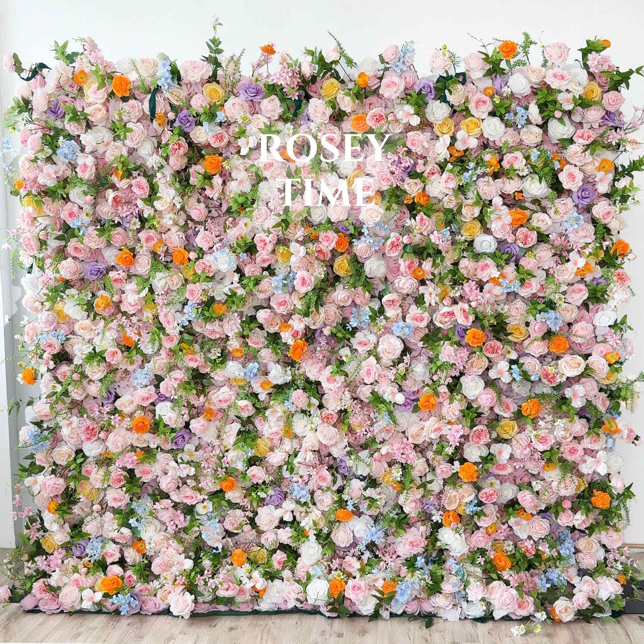 Roseytime Colorful Flower Wall Roll Up Fabric Back #RTW321