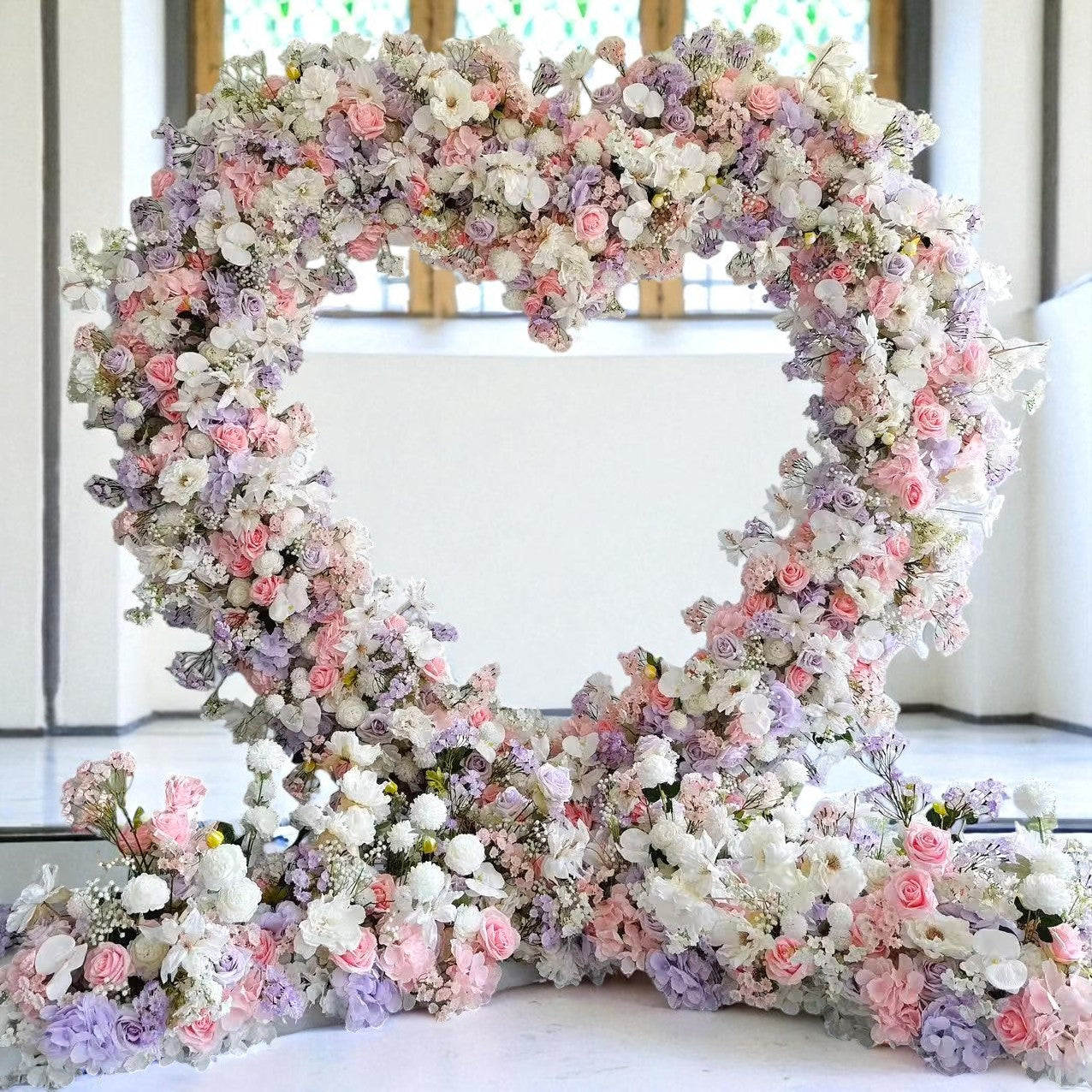 B1G1 Sale- Purple&Pink Heart Flower Arches With Frame Fabric Back