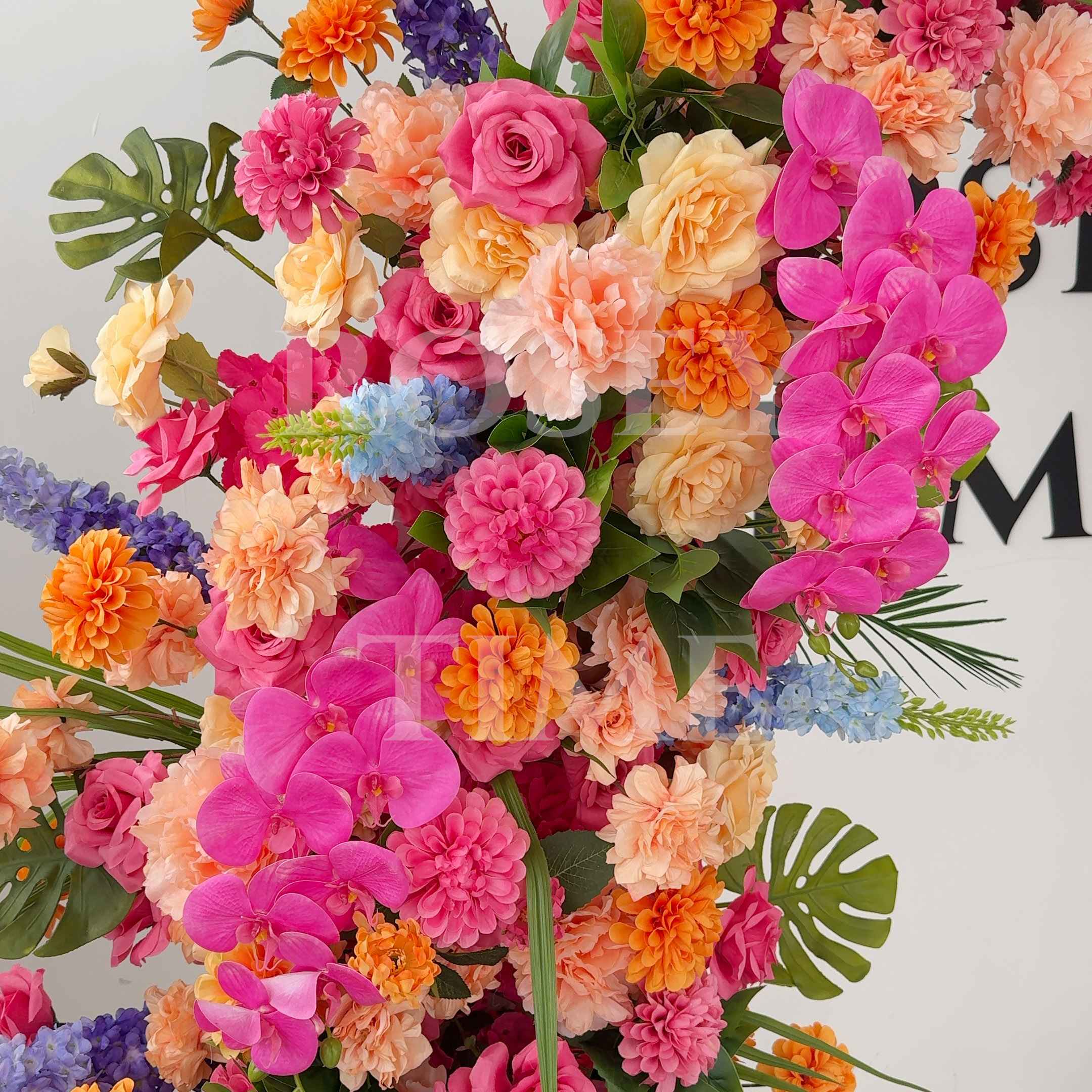 Roseytime Tropical Blossom Flower Pillars Arch with Frame #RTP031