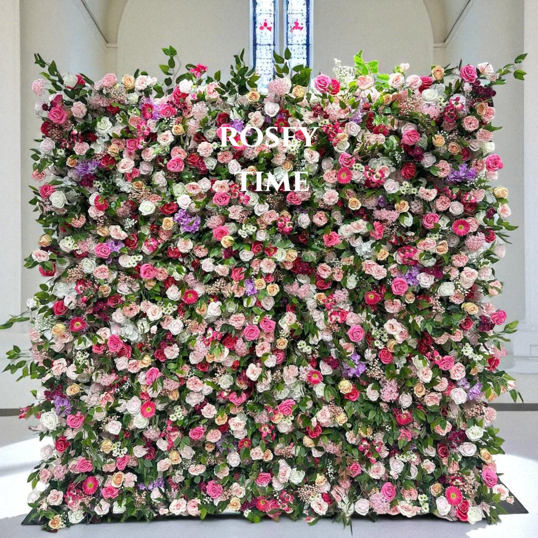 Roseytime 5D Spring Colorful Pink Flower Wall Roll Up Fabric Back #RTW366