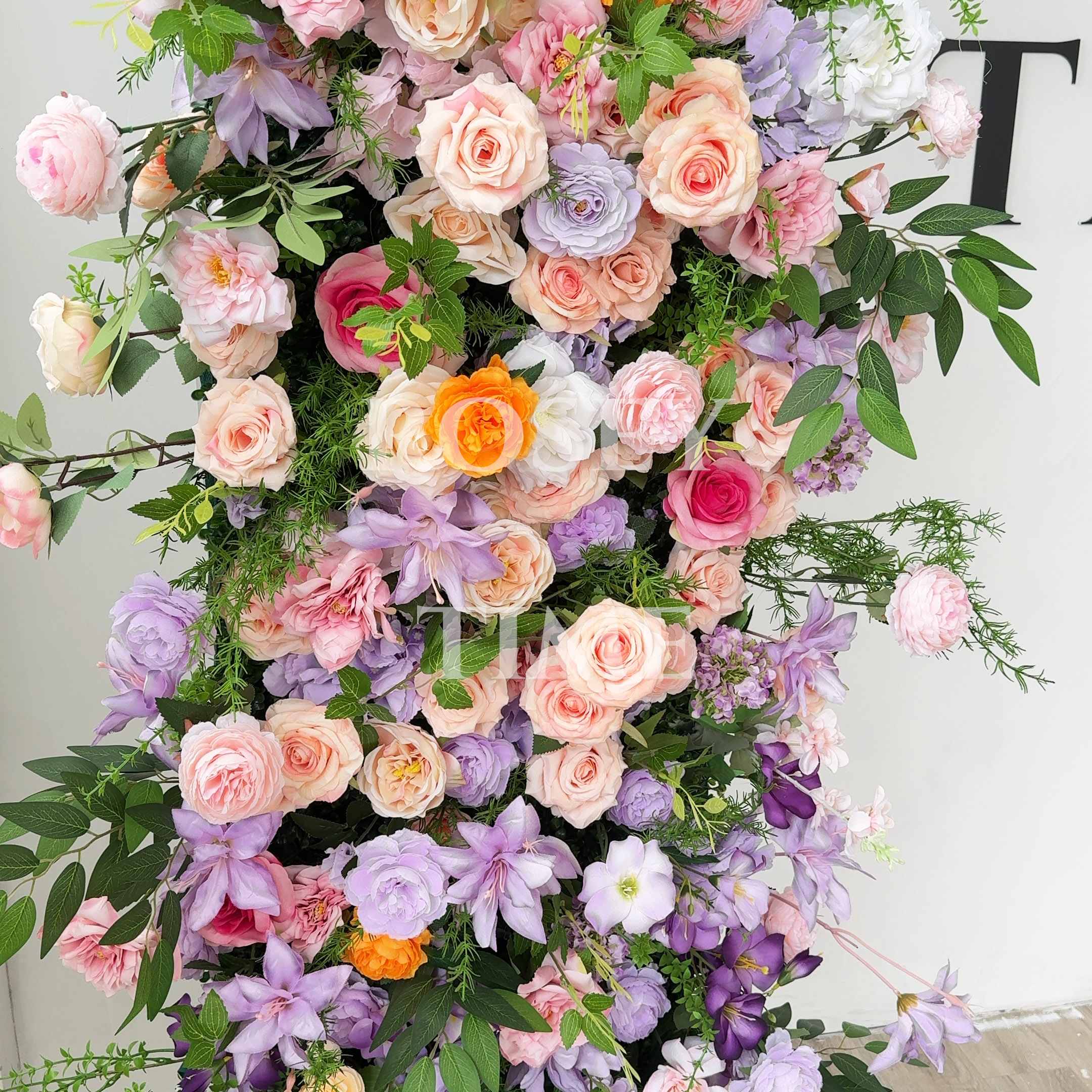 Roseytime Purple&Pink Square Flower Arch Fabric Back#RTA373