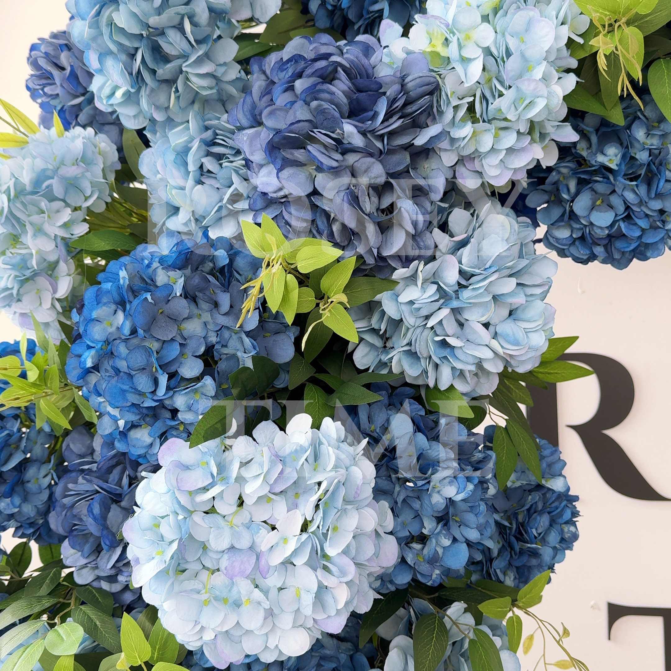 RoseyTime Luxury Dark Blue Hydrangea Flower Arch n-shape Round Arch #RTA370