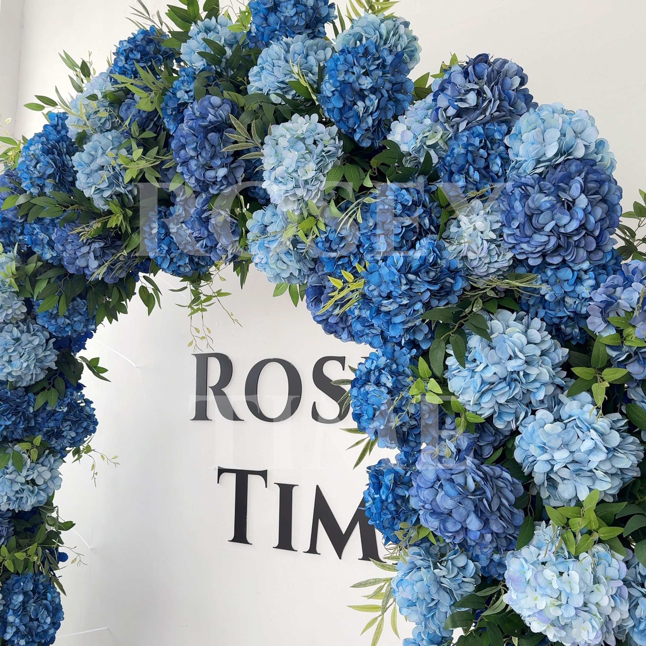 RoseyTime Luxury Dark Blue Hydrangea Flower Arch n-shape Round Arch #RTA370
