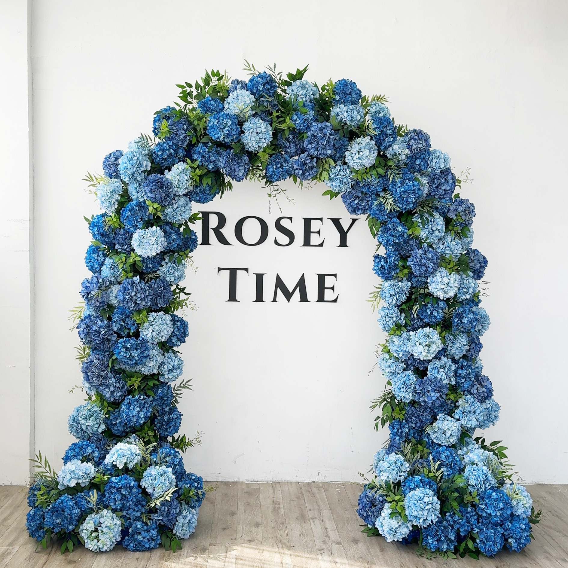 RoseyTime Luxury Dark Blue Hydrangea Flower Arch n-shape Round Arch #RTA370