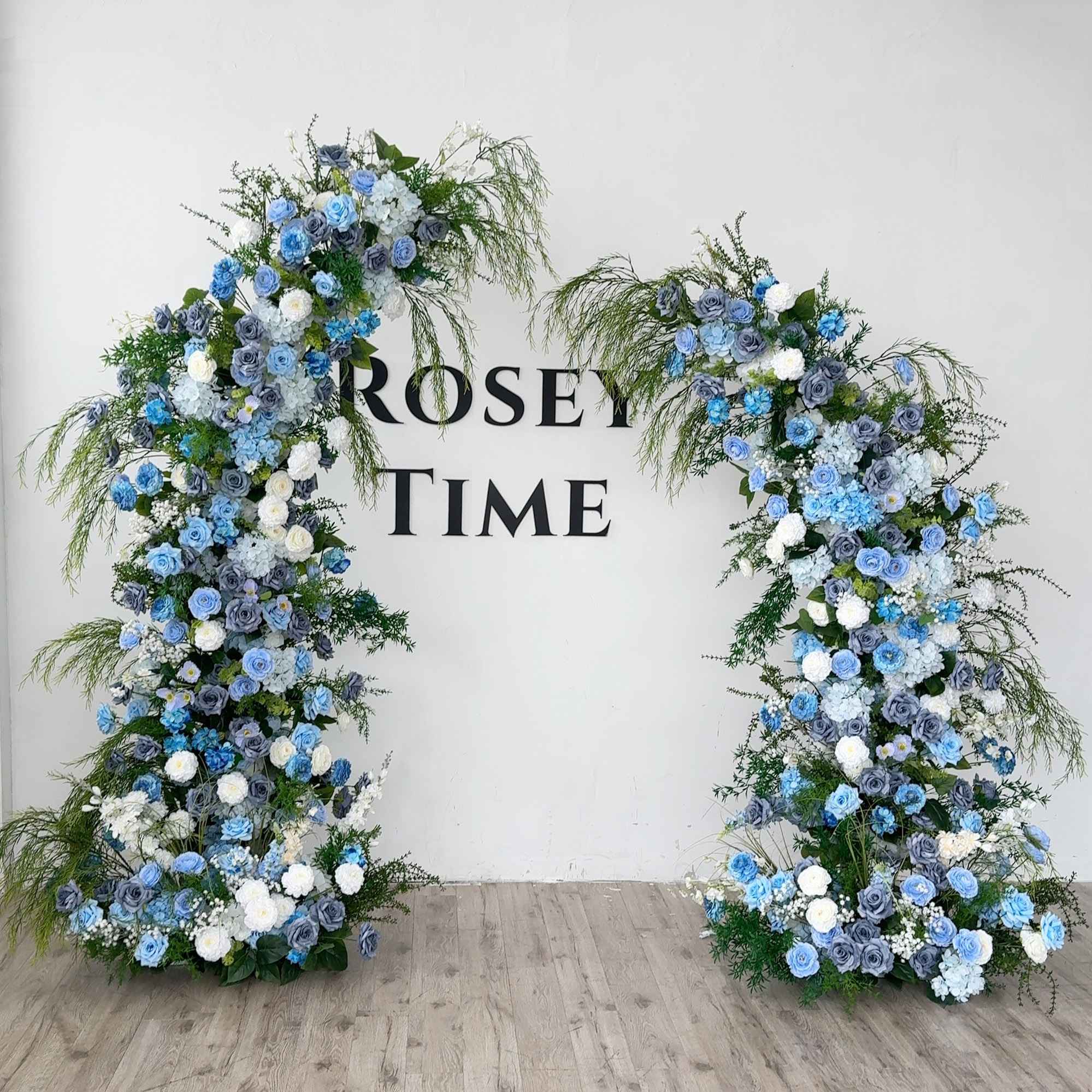Roseytime Blue Flower Pillars Arch with Frame #RTP077