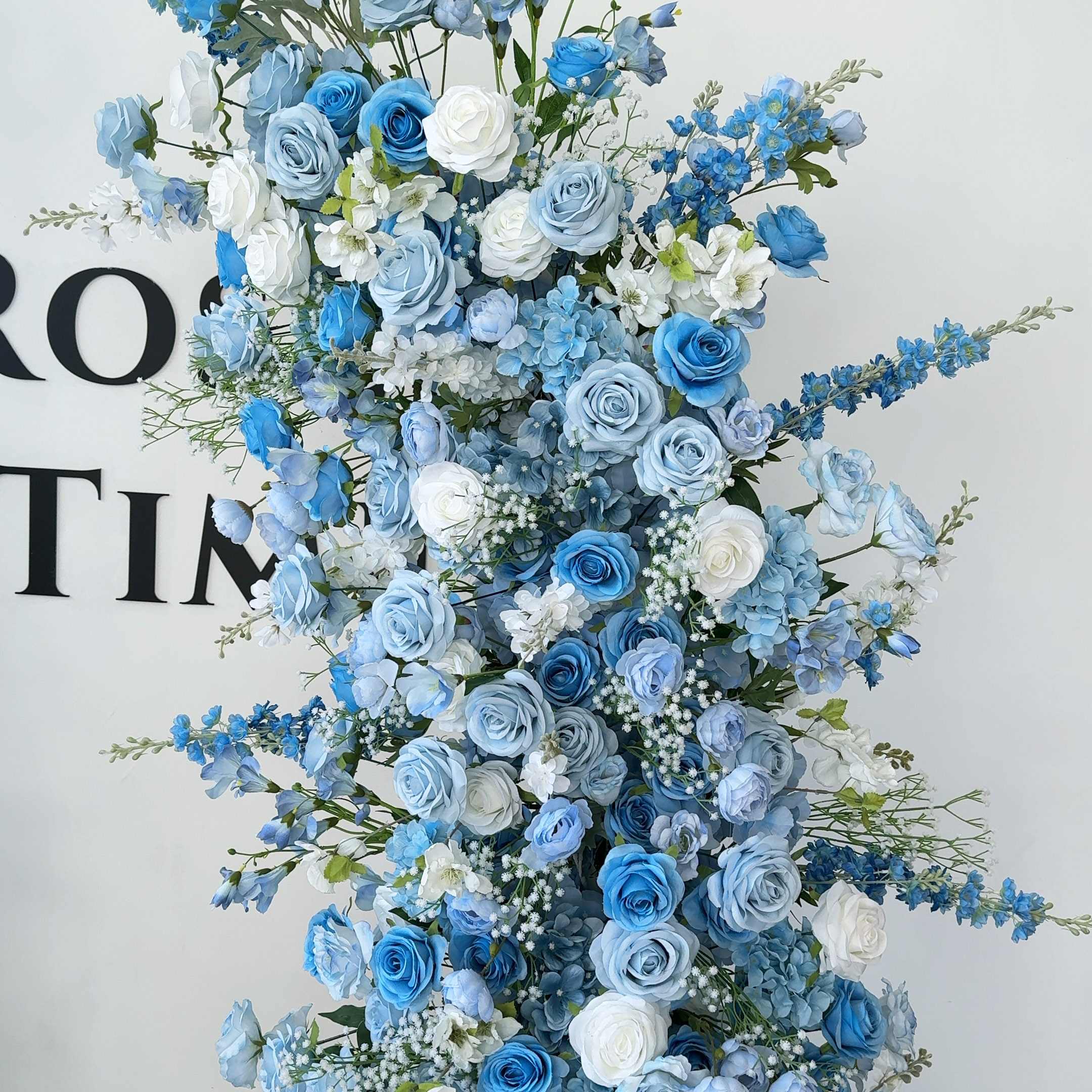 Roseytime Light Blue Flower Pillars Arch with Frame #RTP119