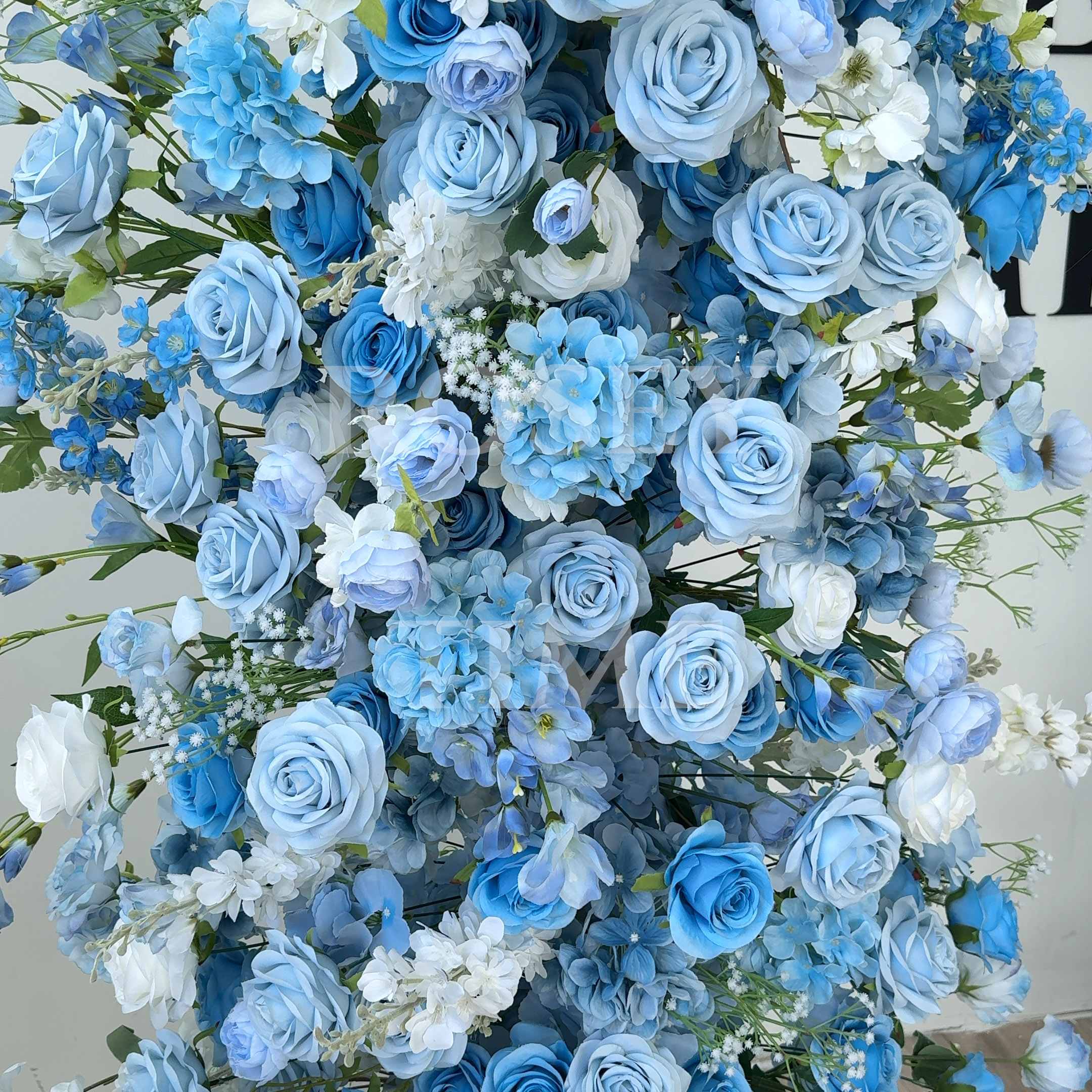 Roseytime Light Blue Flower Pillars Arch with Frame #RTP119