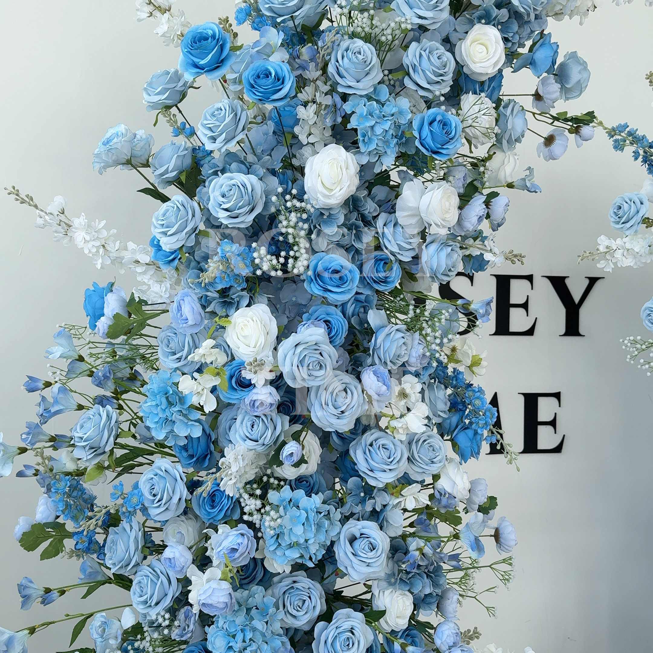Roseytime Light Blue Flower Pillars Arch with Frame #RTP119