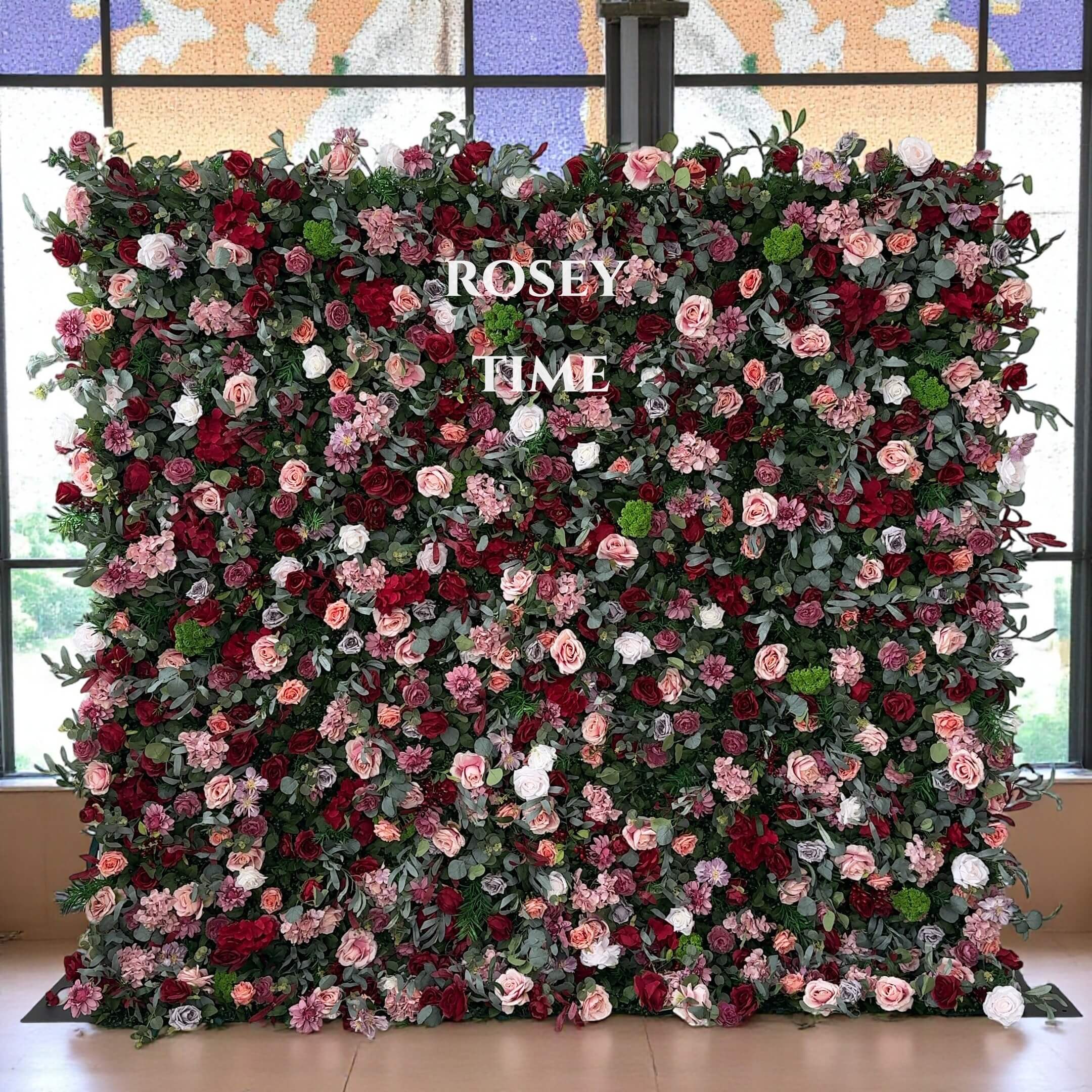 New Sale: 5D Burgundy  Flower Wall Roll Up Fabric Back #RTW325