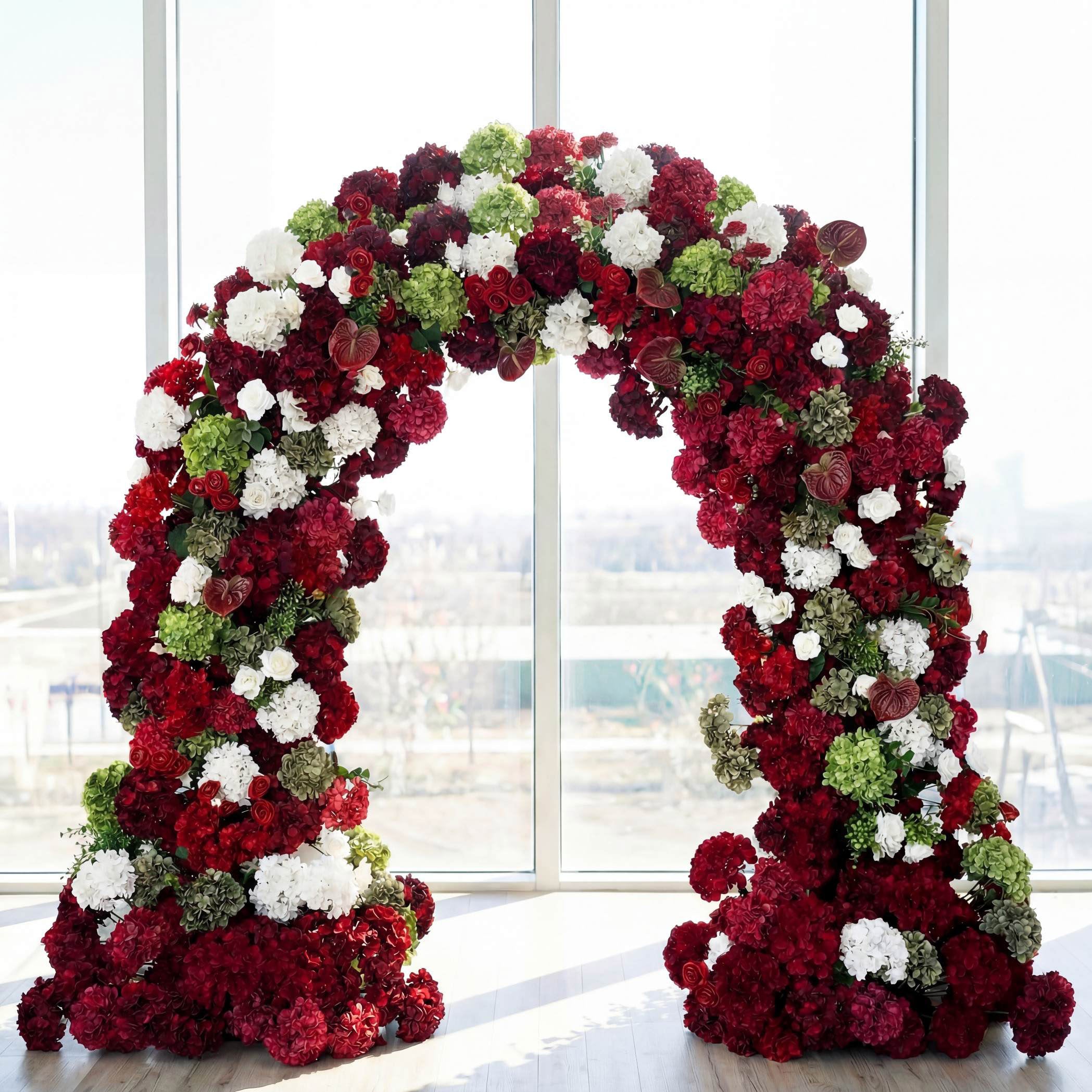 RoseyTime Crimson Serenade Flower Arch n-shape Round Arch #RTA411