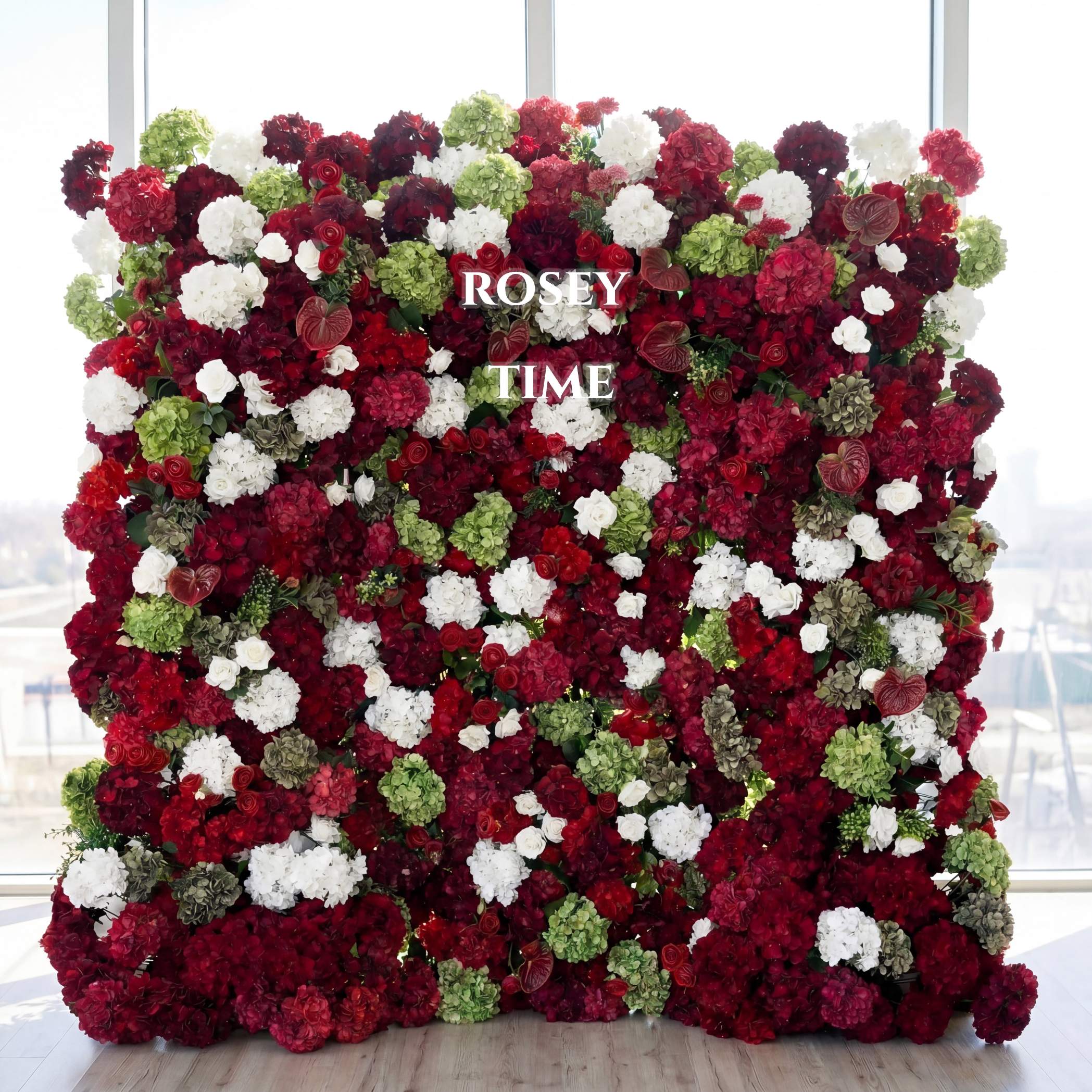 Roseytime 5D Crimson Serenade Flower Wall Roll Up Fabric Back #RTW382
