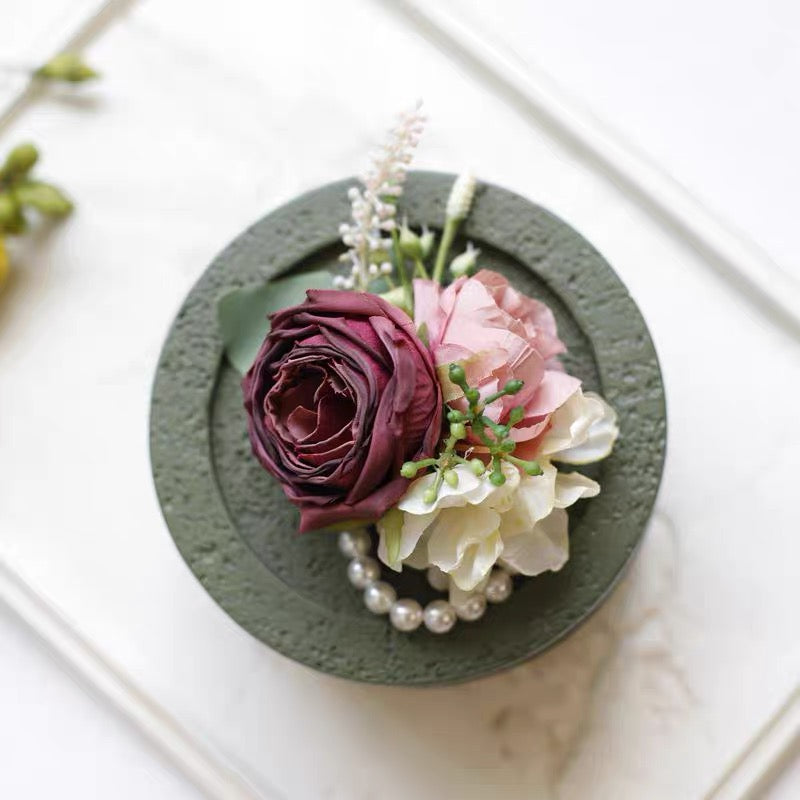 Roseytime Burgundy Wrist Corsage for Wedding RTWC011