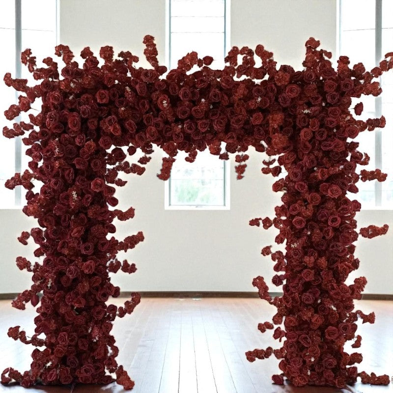 Roseytime Dark Red Square Flower Arch Fabric Back#RTA363