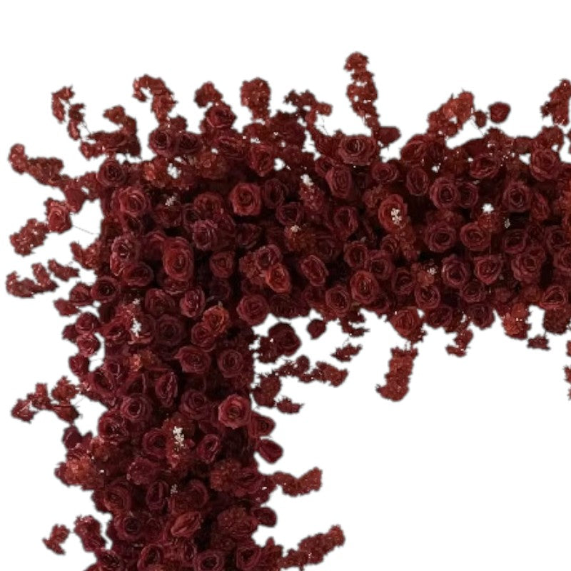 Roseytime Dark Red Square Flower Arch Fabric Back#RTA363