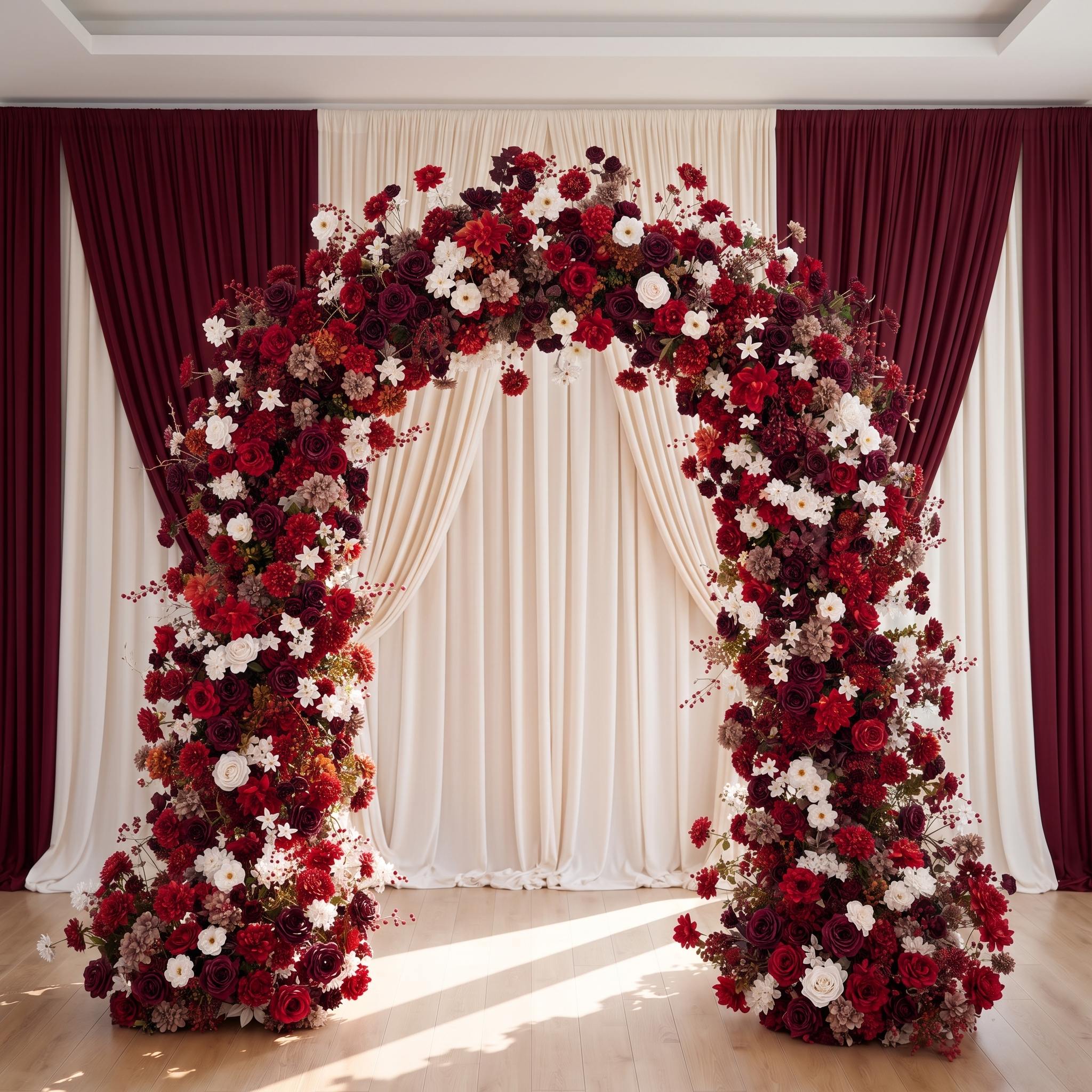 RoseyTime Dark Red  Flower Arch n-shape Round Arch #RTA492